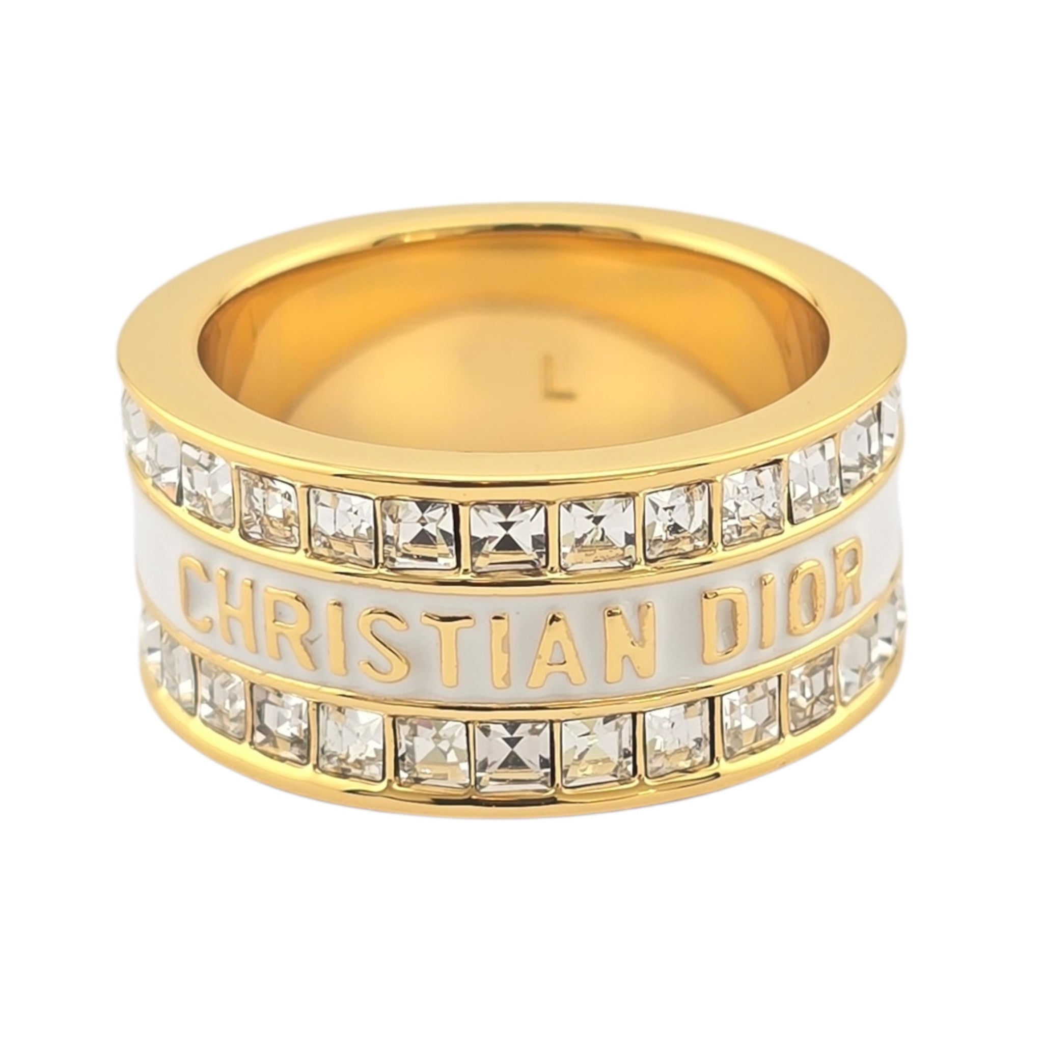 Christian Dior Code Bangle White Enamel Ring DIOR