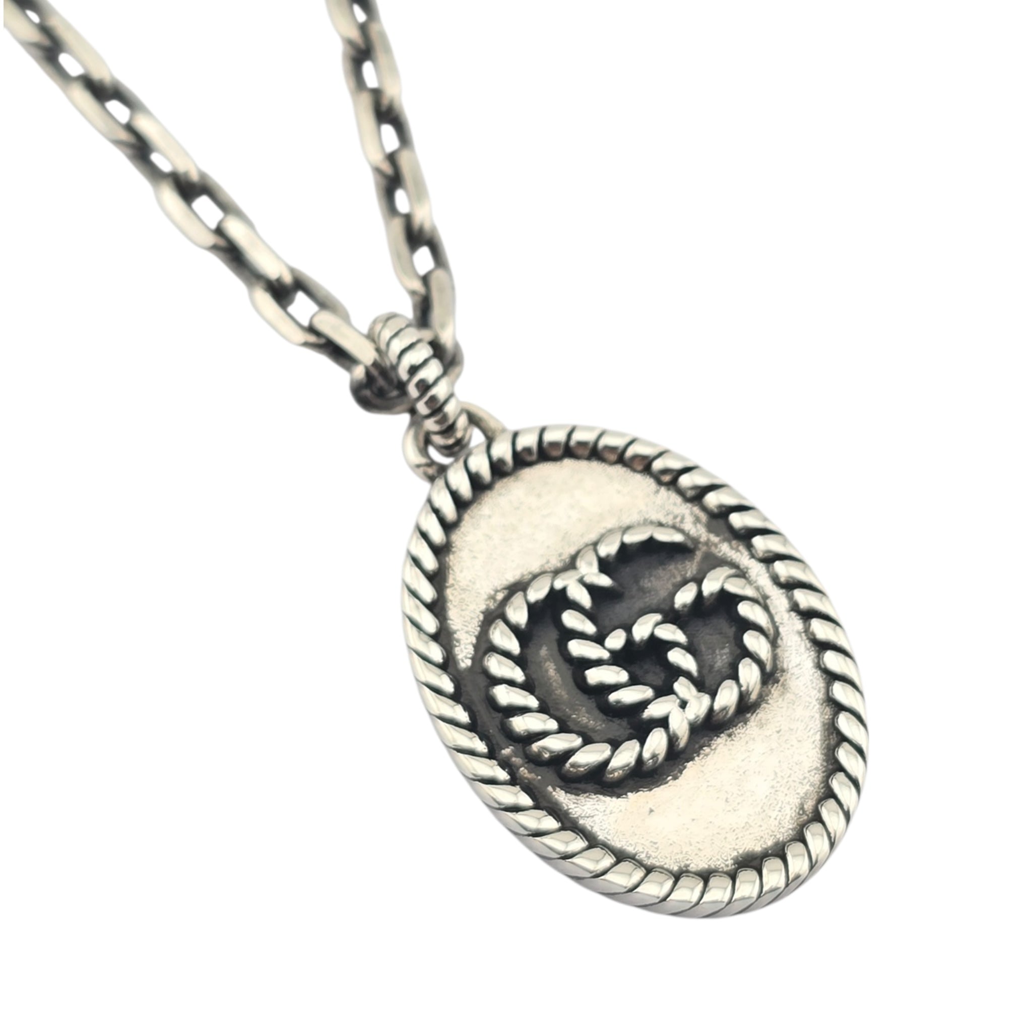 GUCCI GG Interlocking Pendant Silver Necklace GUCCI