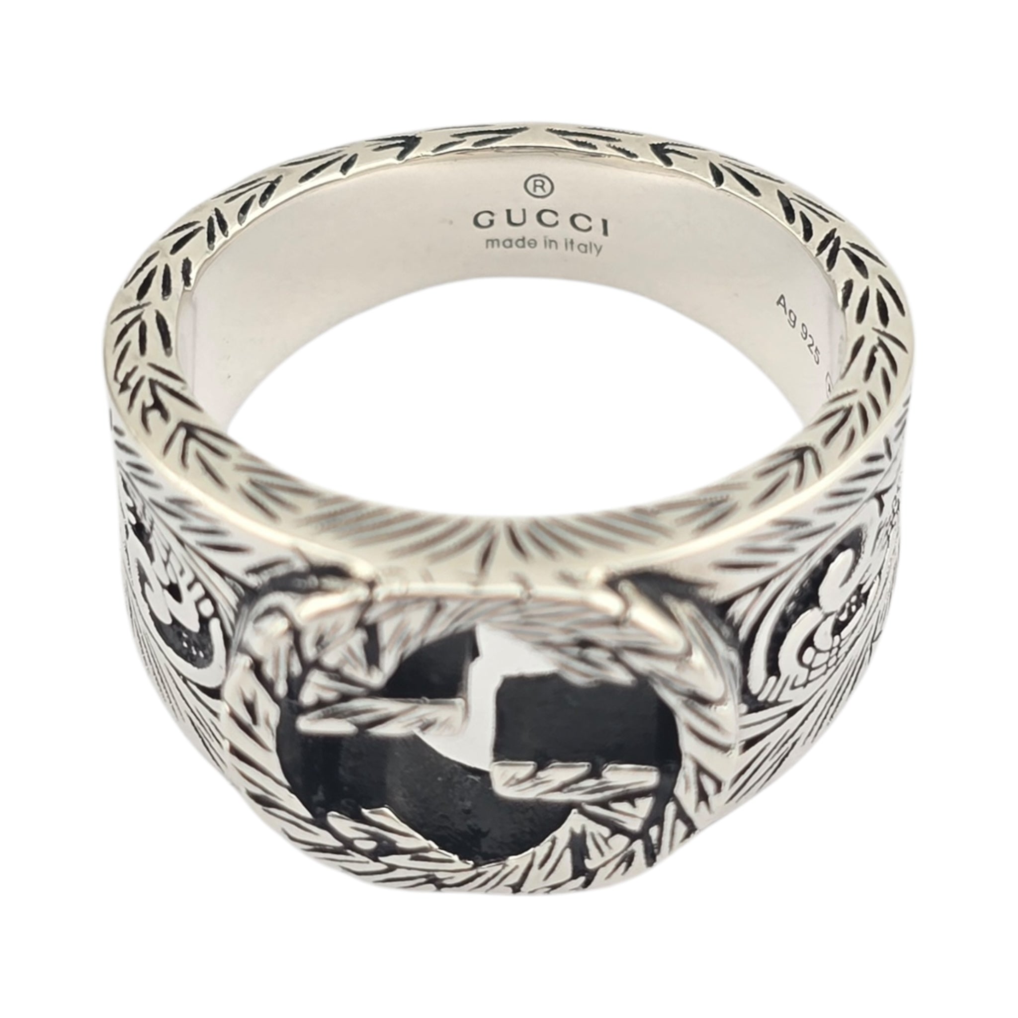 GUCCI Interlocking GG Paisley Silver Ring GUCCI