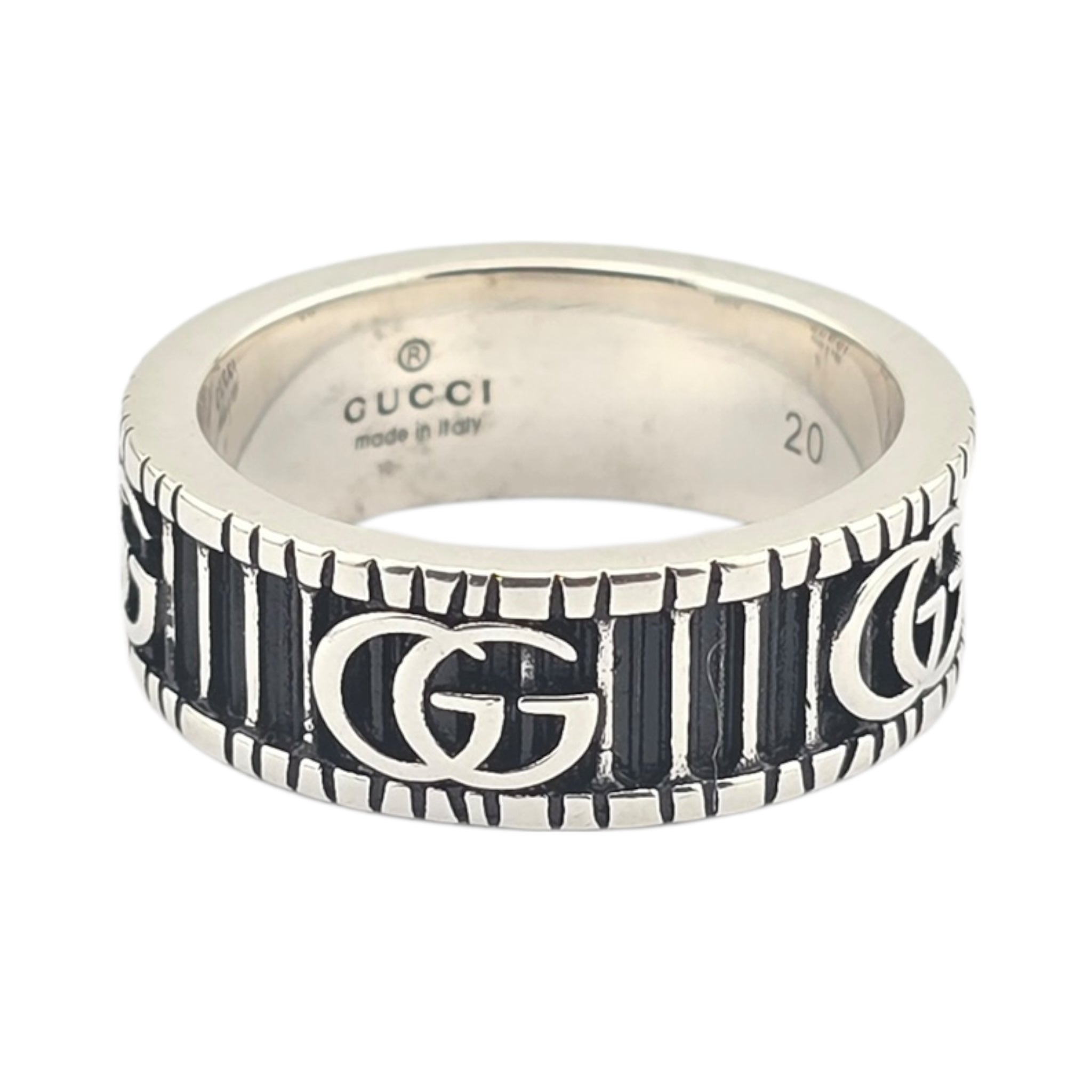 GUCCI GG Marmont Double G Black Sterling Silver Ring GUCCI