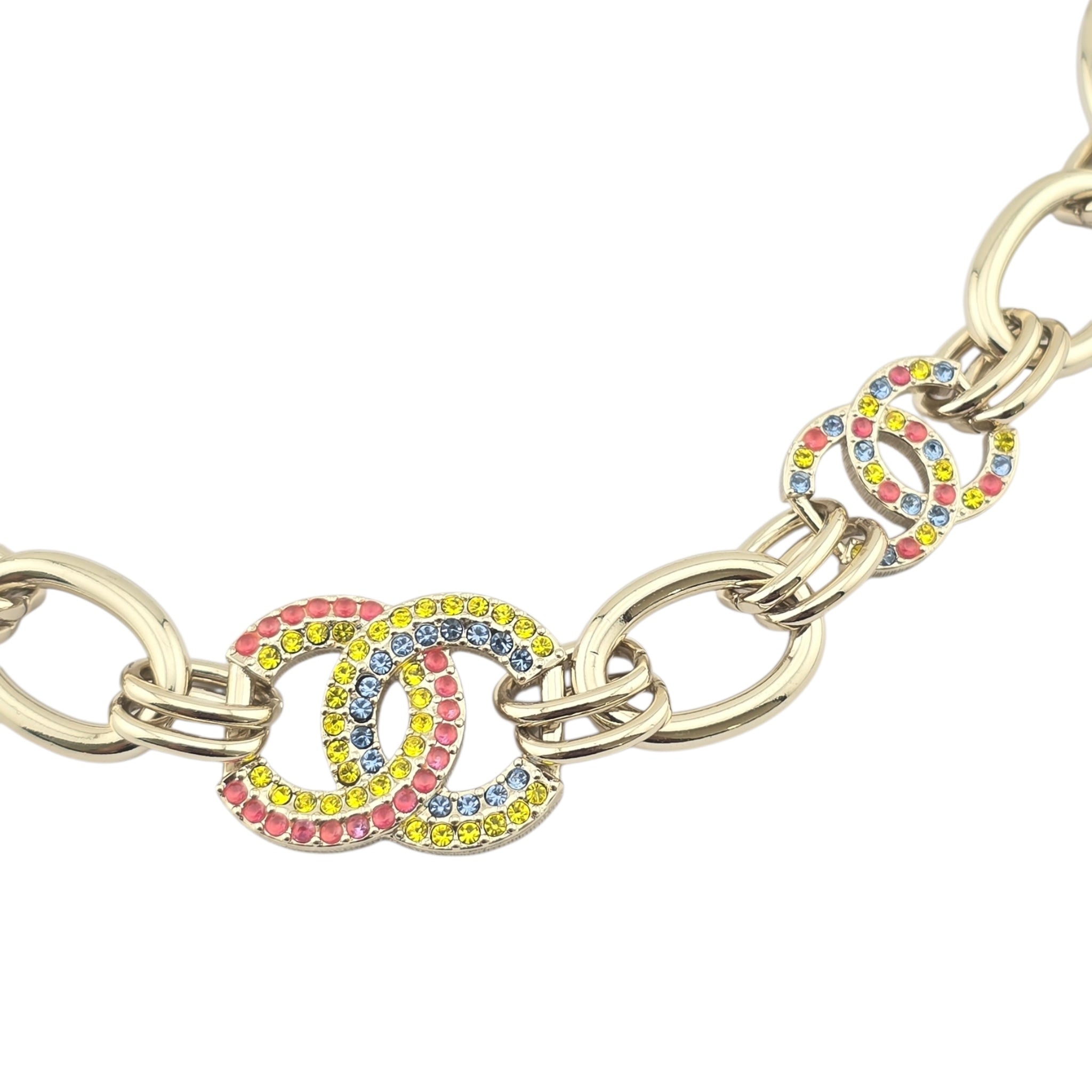 Chanel CC Multicoloured Crystal Pendant Choker Necklace 2023 CHANEL
