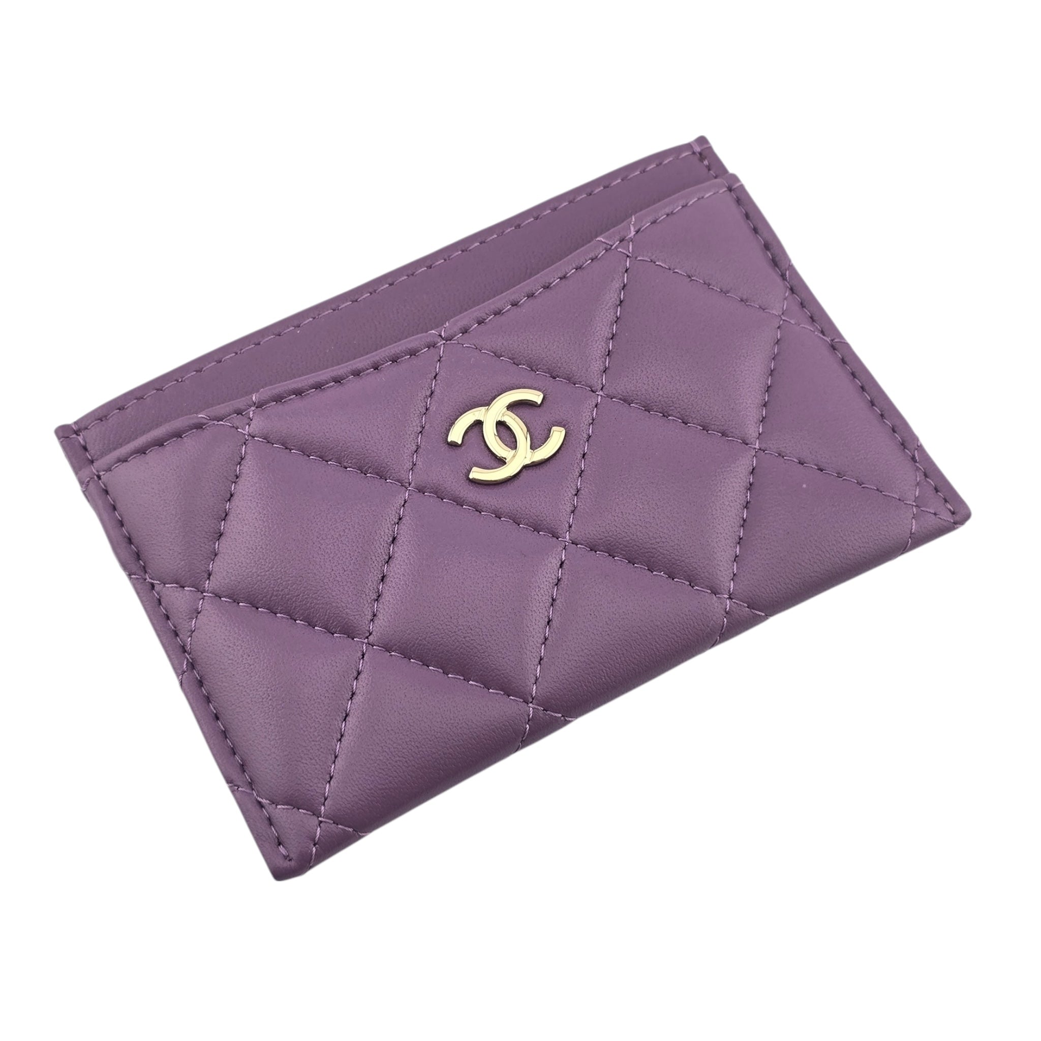 Chanel CC Lambskin Purple Classic Cardholder CHANEL