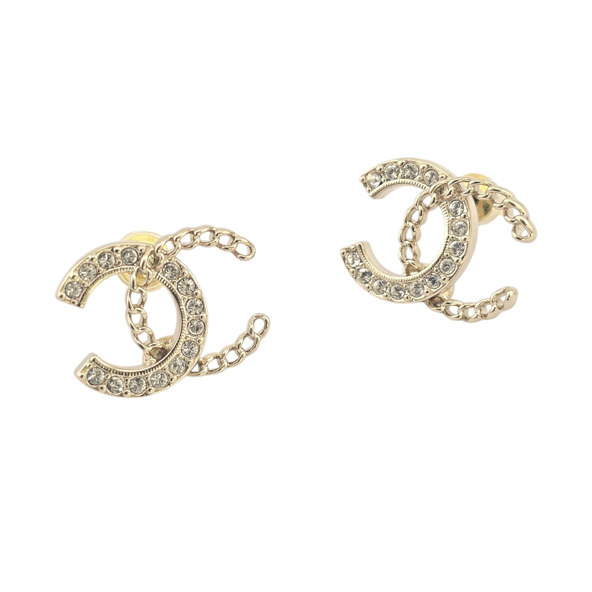 Chanel CC Crystal Earrings Gold 2025 CHANEL