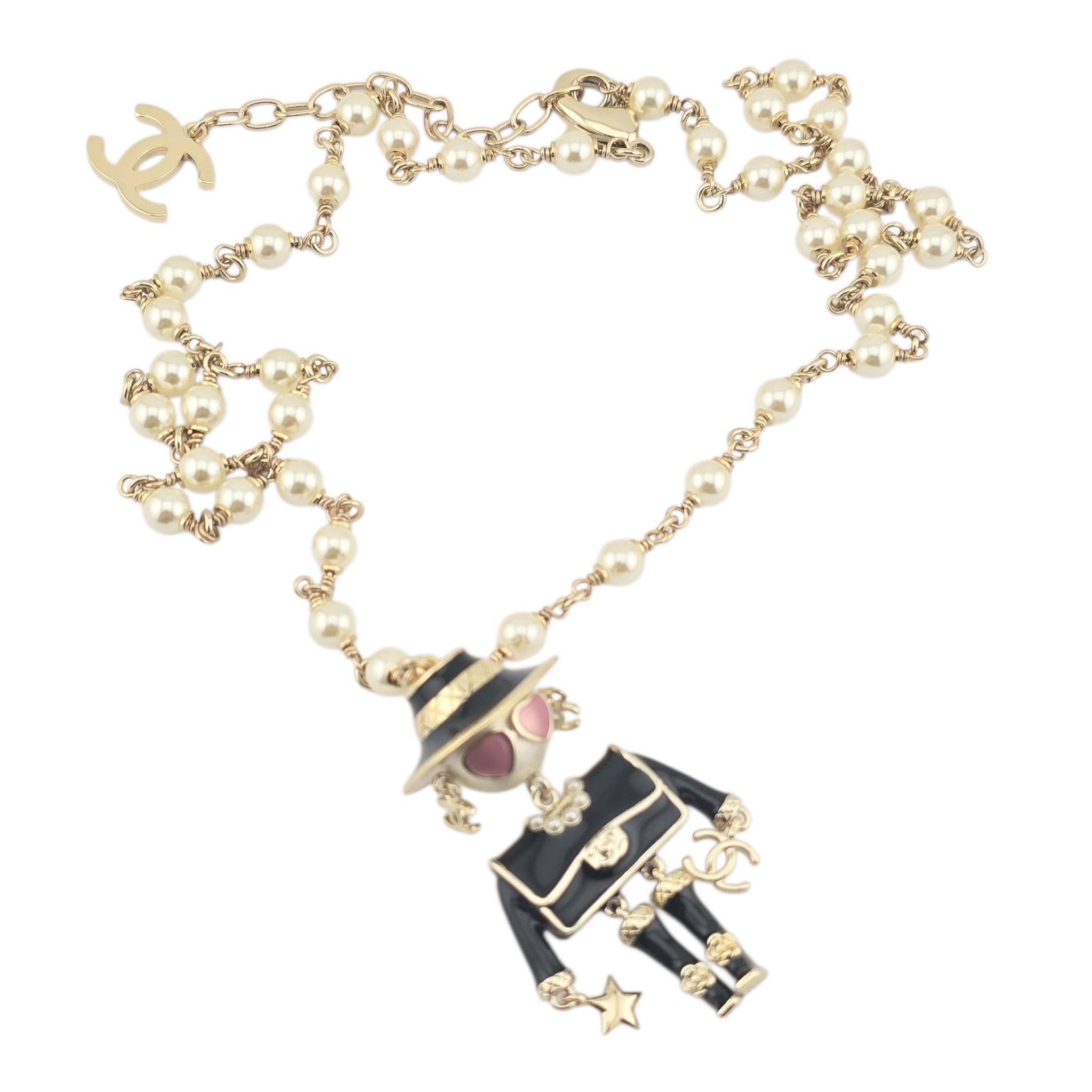 Chanel CC Robot Gabrielle Doll Black Necklace 25B CHANEL