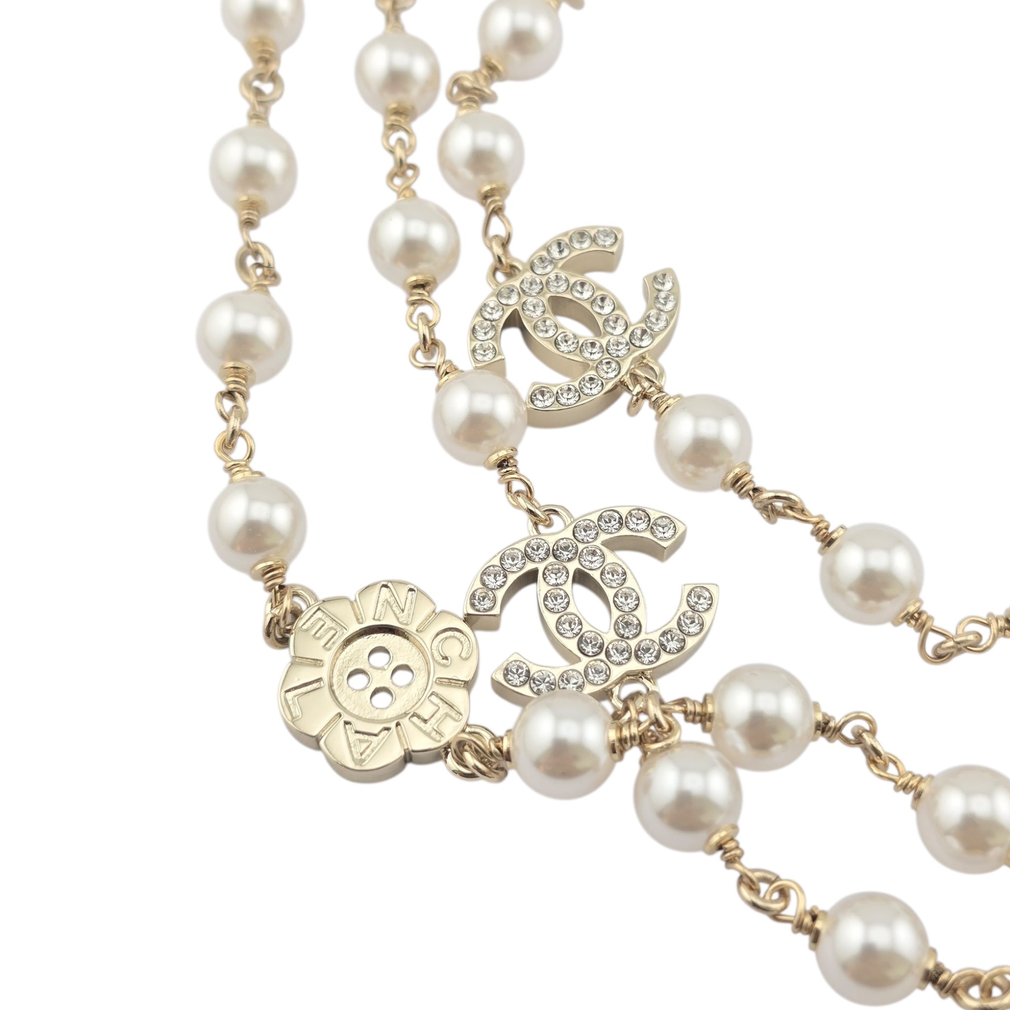 Chanel CC Faux Pearl Gold Long Necklace 2026