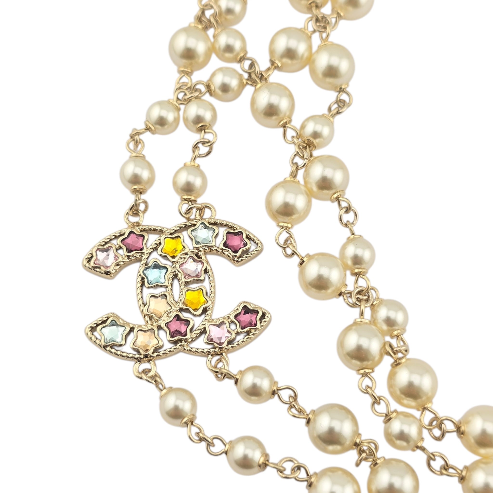 Chanel CC Multicoloured Faux Pearl Long Necklace 2025