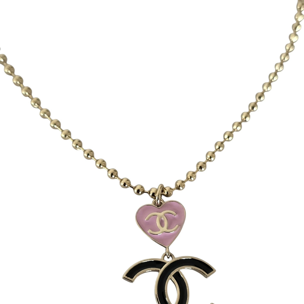 Chanel CC Pink Heart Pendant Necklace 2024 CHANEL