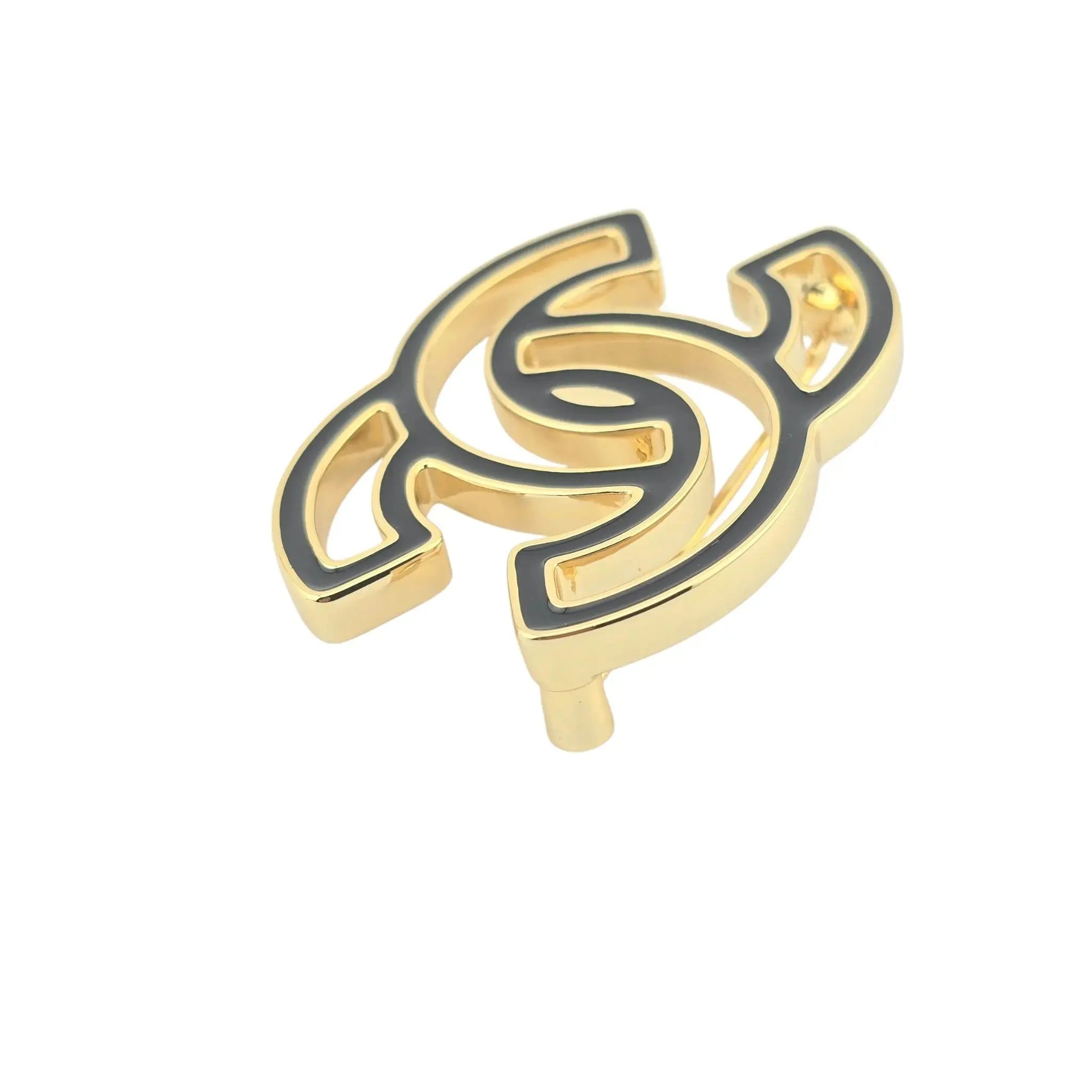 Chanel Black Enamel Gold/Transparent CC Brooch 2024 CHANEL