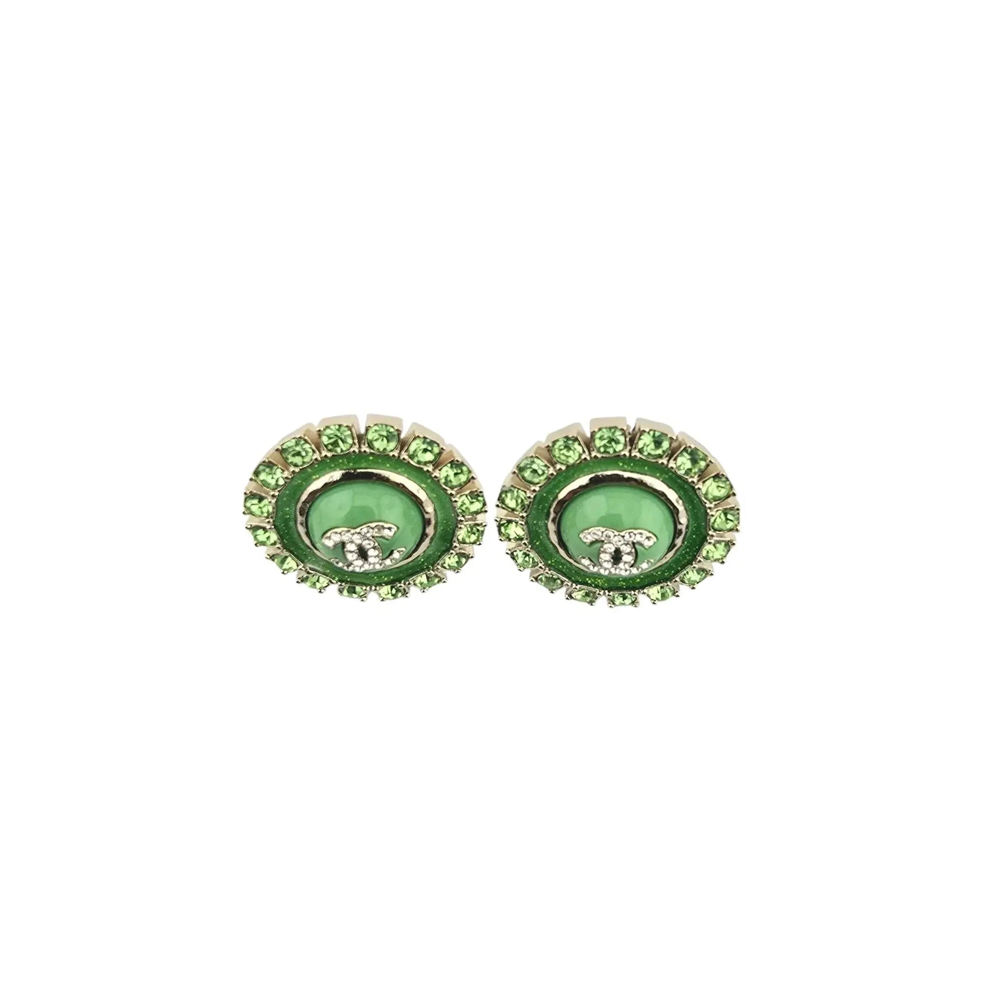 Chanel CC Green Faux Pearl Earrings 2024 CHANEL