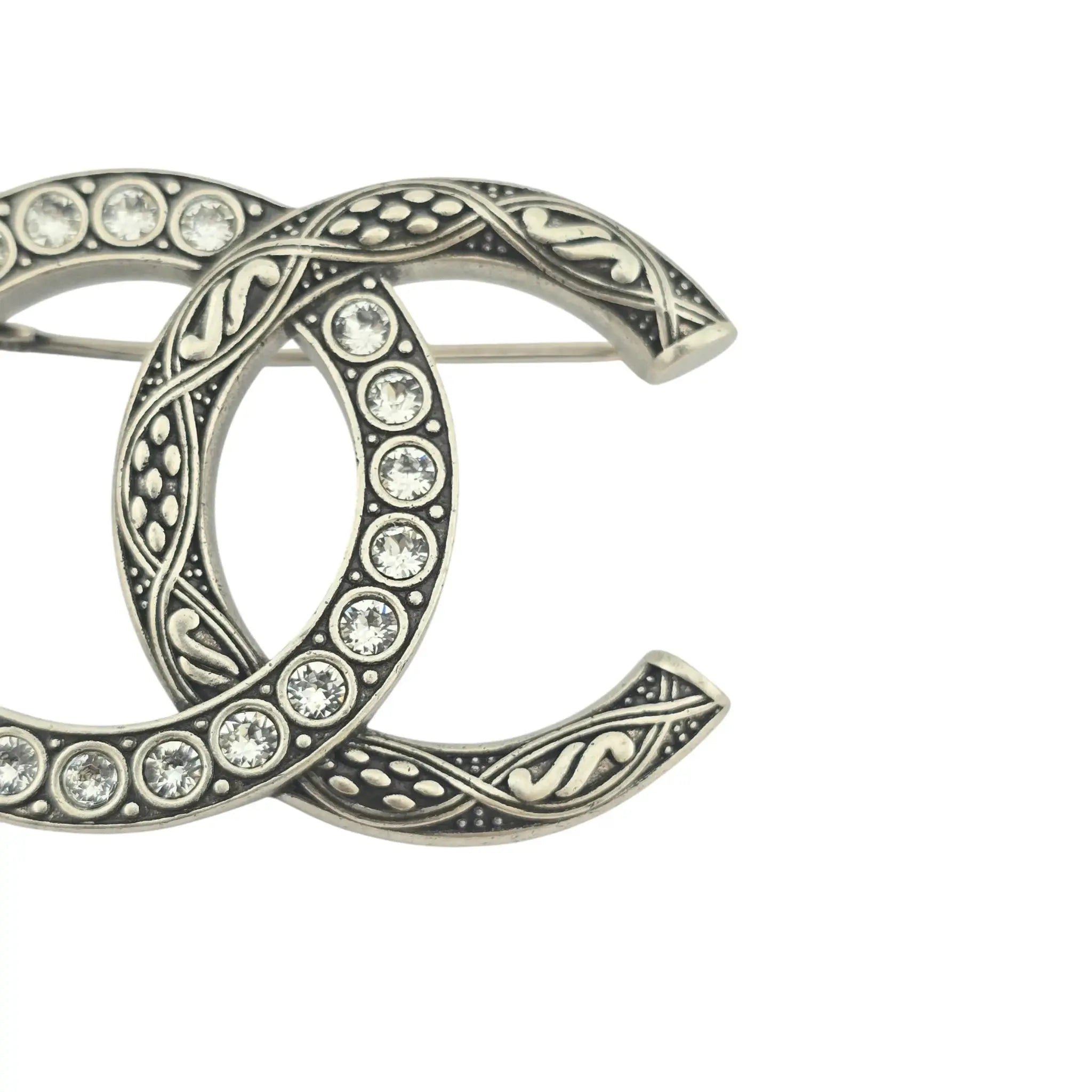 Chanel CC Silver Crystal Brooch 2024 CHANEL