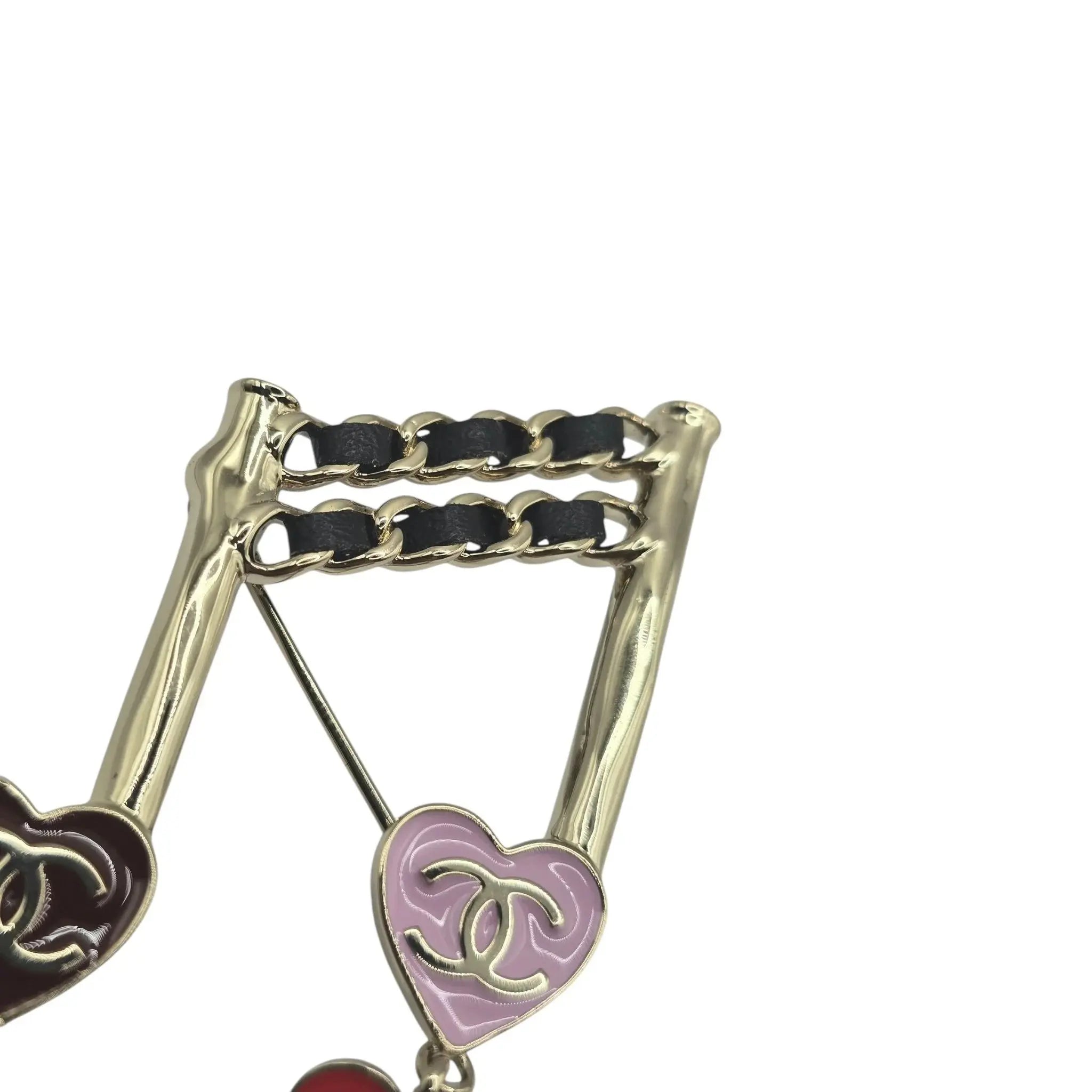 Chanel 24A CC Gold Music Note Heart Brooch 2024 CHANEL