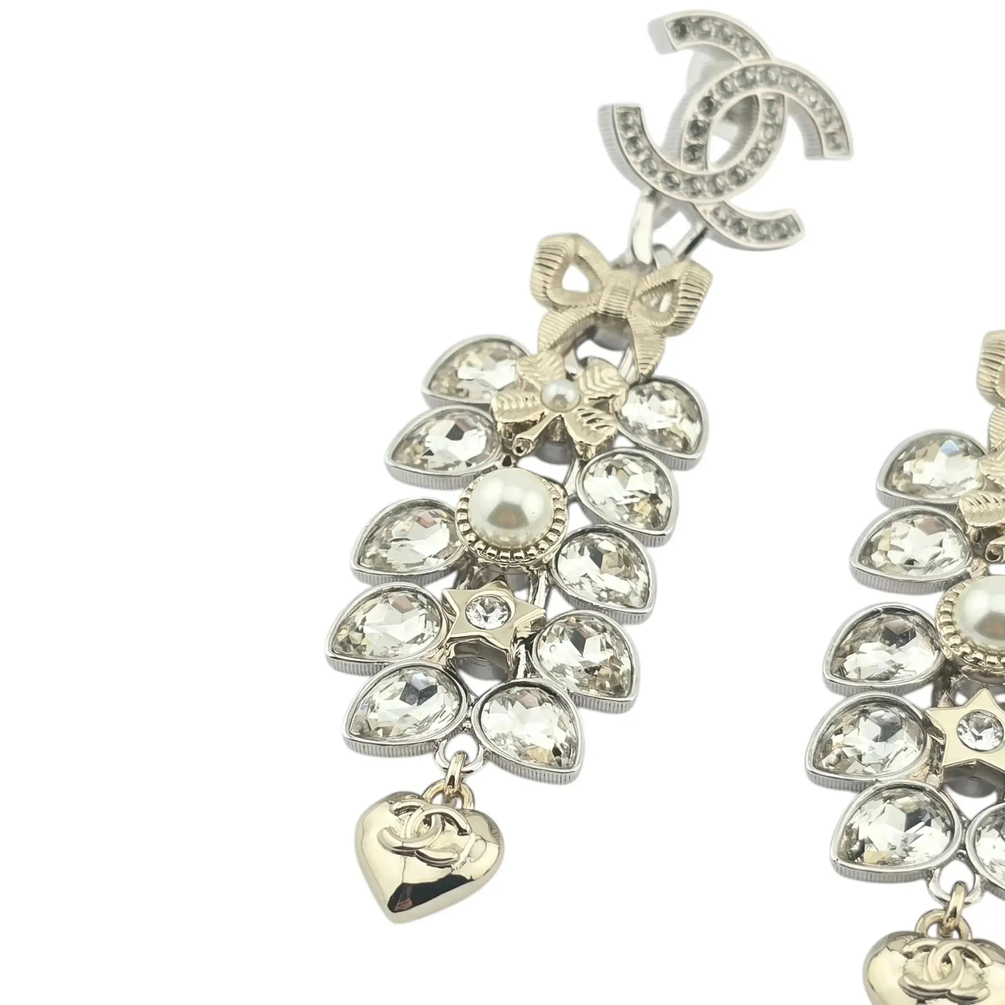 Chanel CC Crystal Leaf Clip On Earrings 2025 CHANEL
