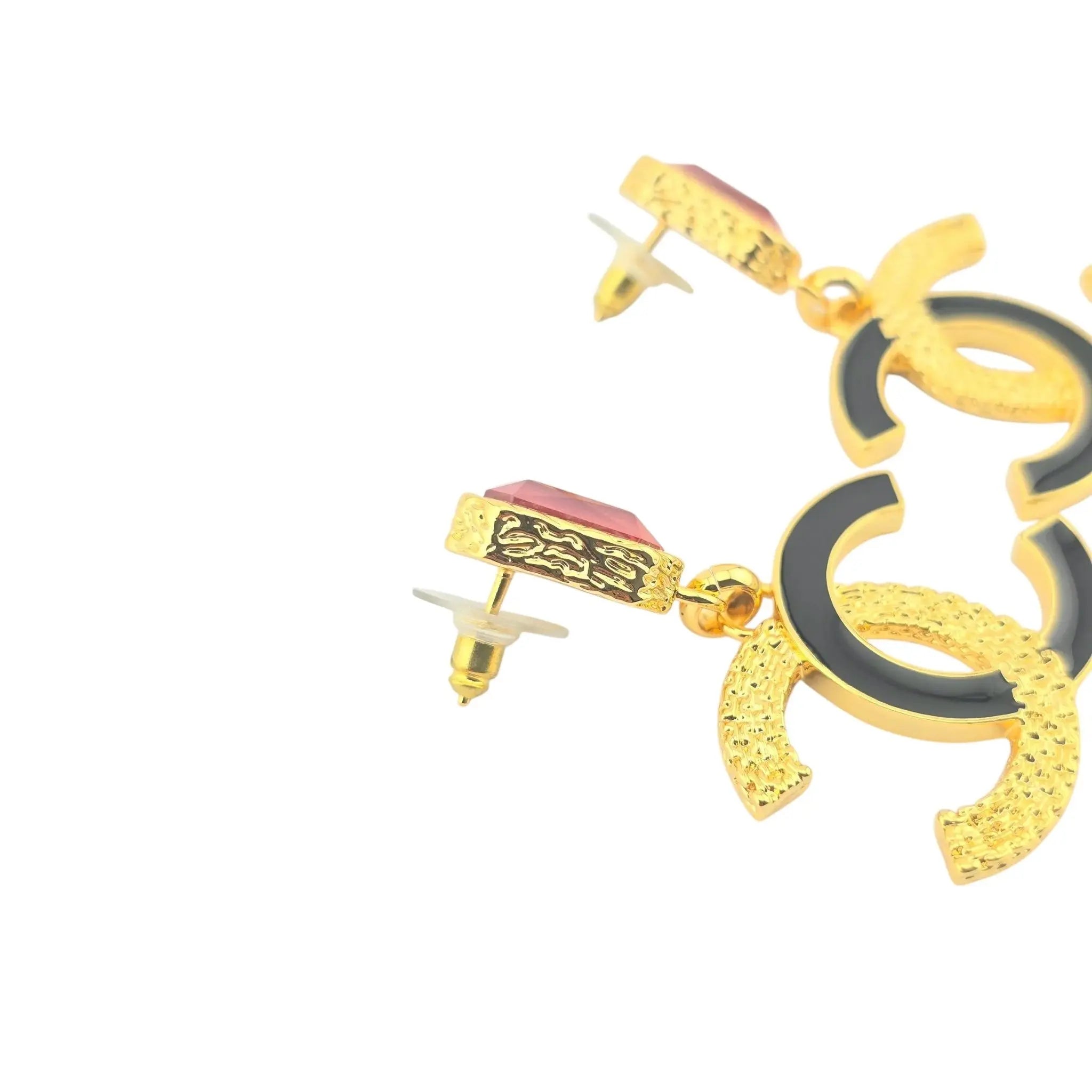 Chanel CC Pendant Gold Red Drop Earrings 2024 CHANEL