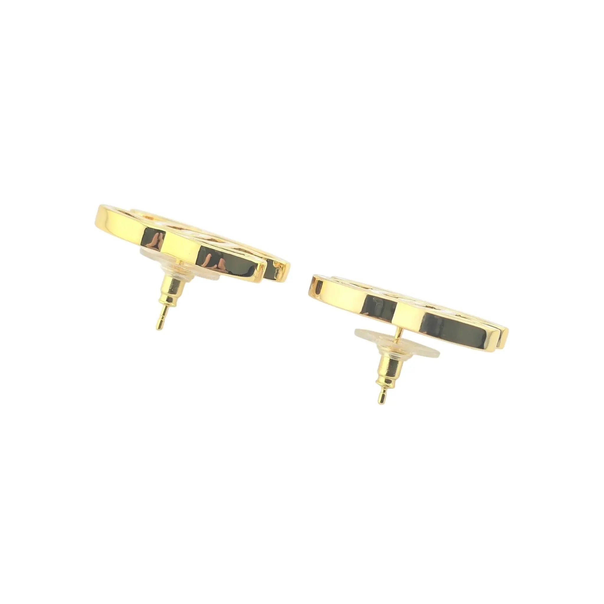 Chanel CC Gold White Enamel Earrings 2024 CHANEL