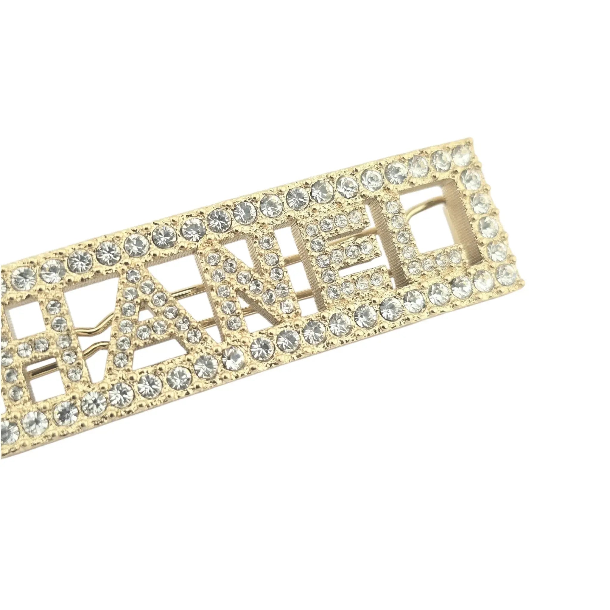 Chanel Crystal CC Logo Hair Clip Barrette Gold 2024 CHANEL