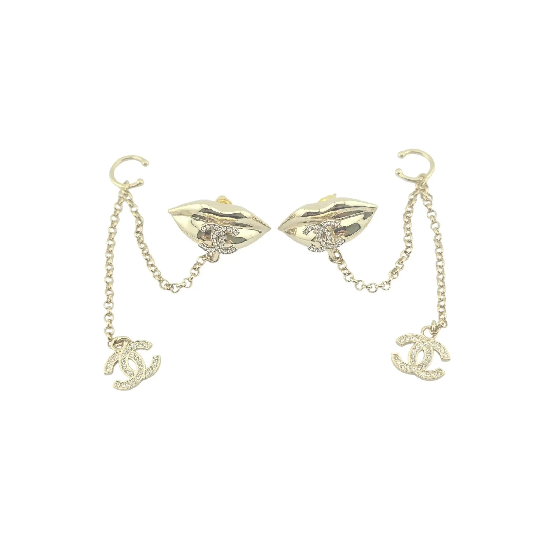 Chanel CC Crystal Lips Earrings Clip 2024 CHANEL