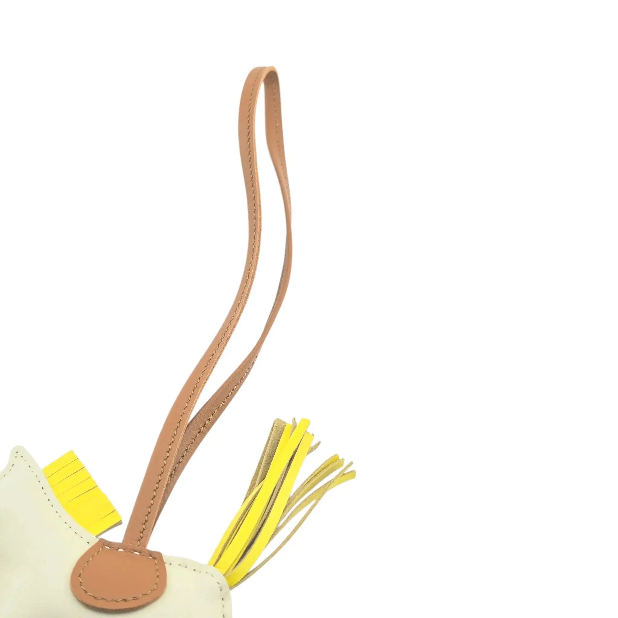 Hermès Rodeo Bag Charm PM Craie, Jaune de Naples and Gold Milo Lambskin and Swift GriGri HERMES