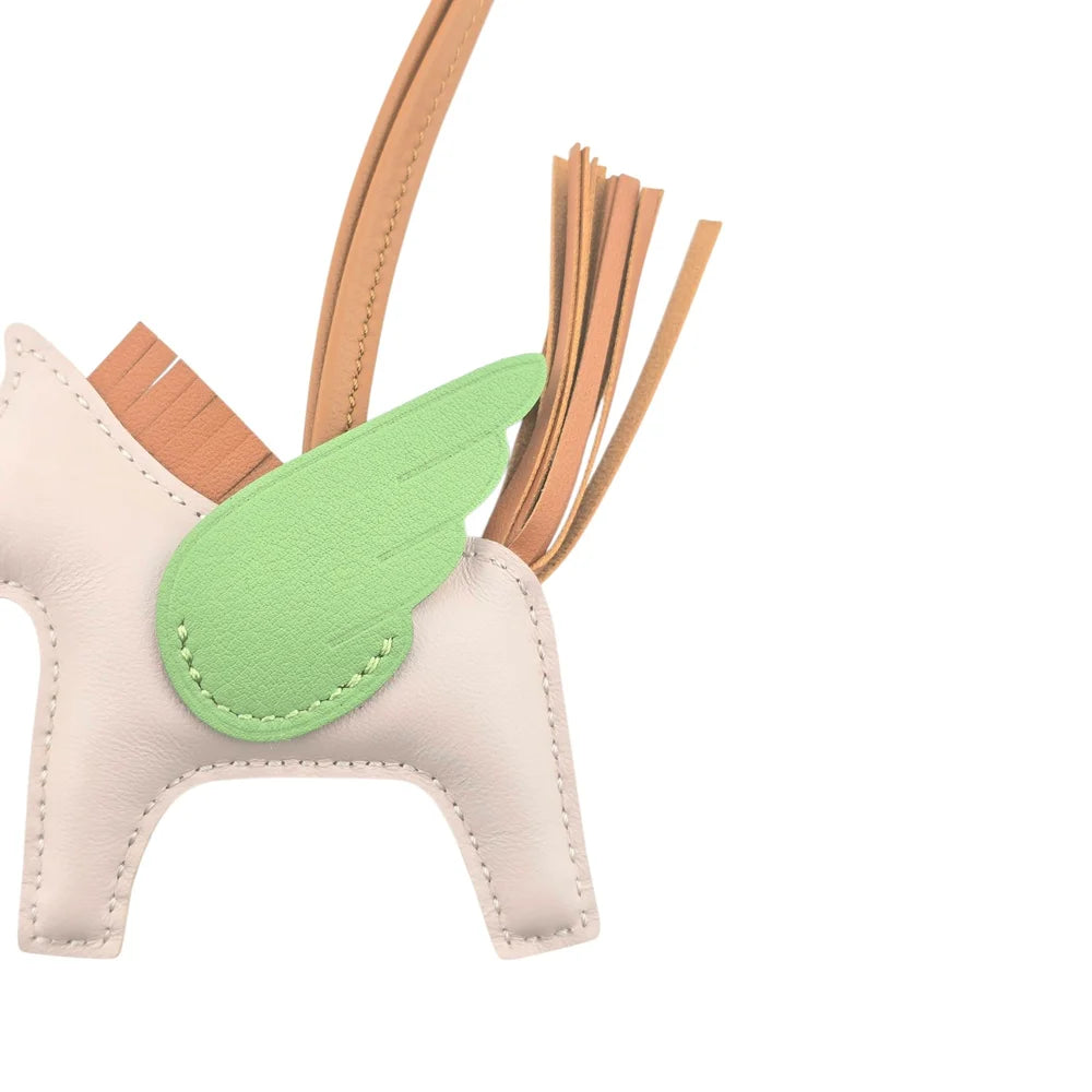 Hermès Pegase Rodeo Bag Charm PM Mauve Pale/Vert Criquet/Gold HERMES