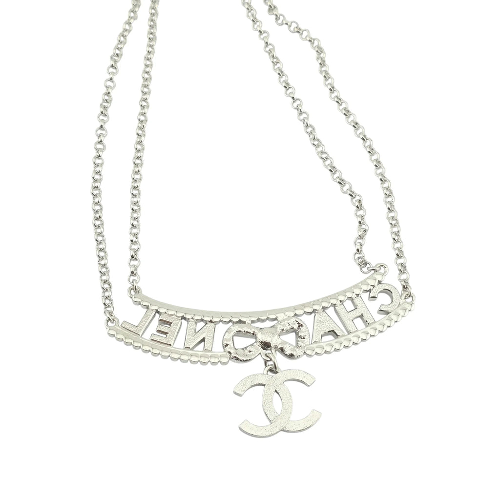 Chanel CC Silver Crystal Pendant Choker Necklace 2022 CHANEL