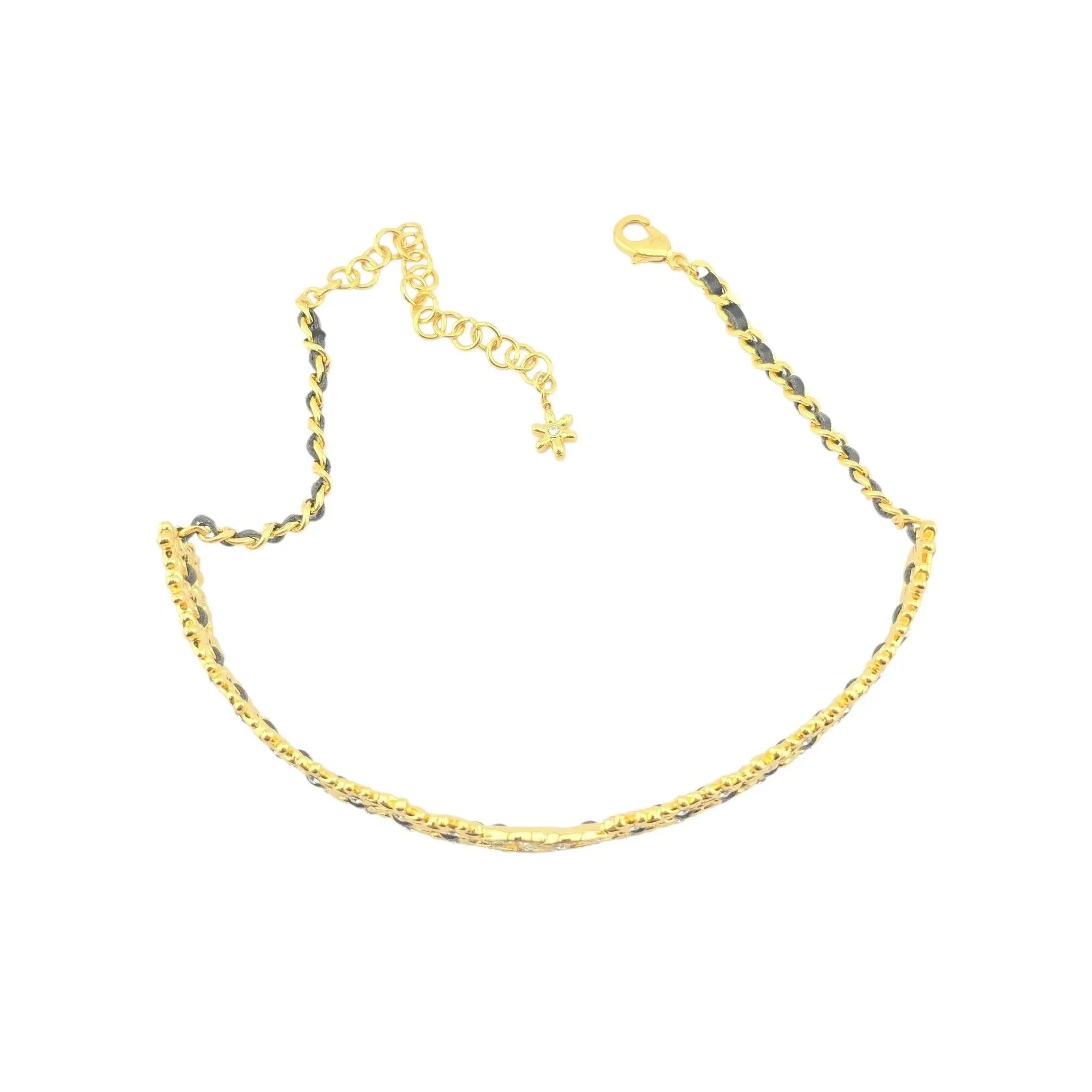 Chanel CC Choker Floral Gold Black Leather Necklace 2023 CHANEL