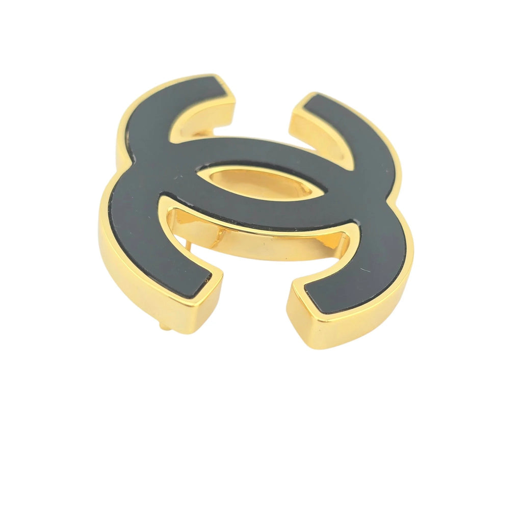 Chanel CC Black Gold Resin Brooch 2024 CHANEL
