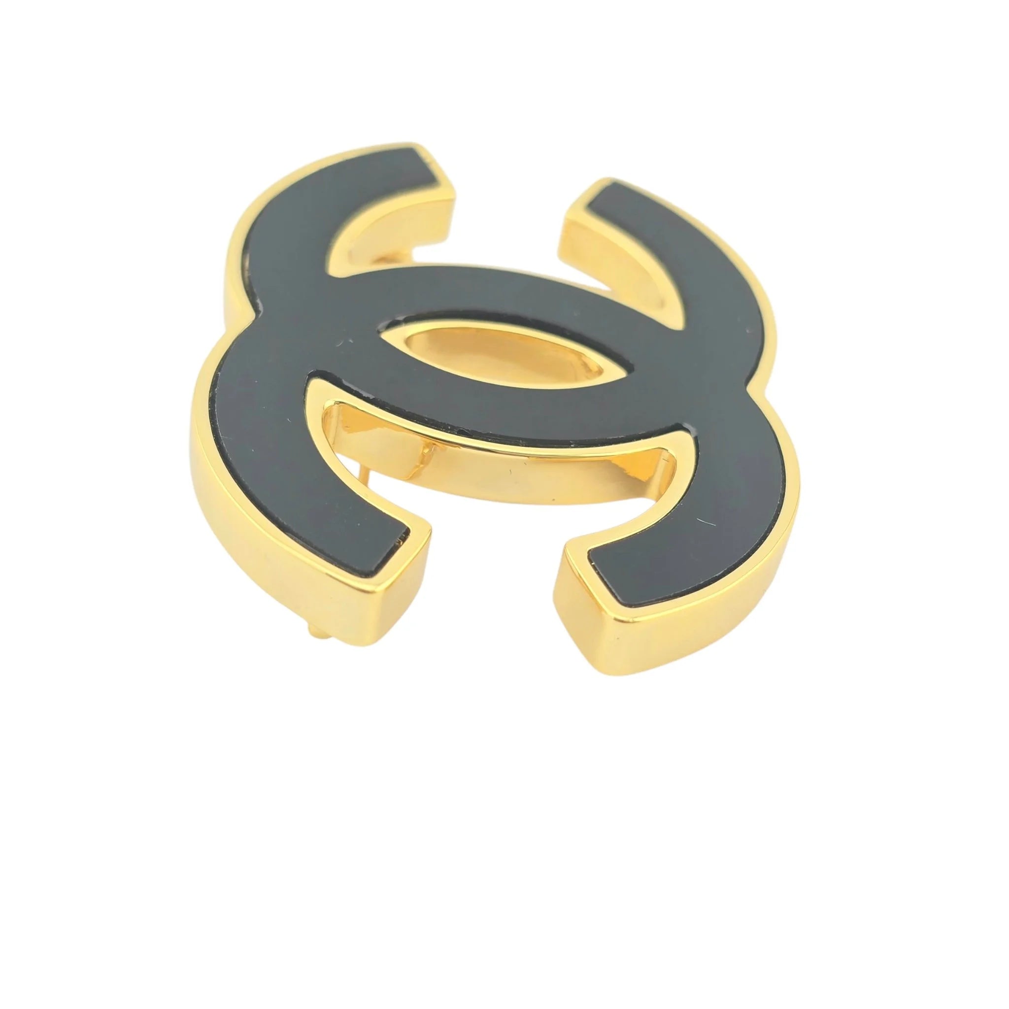 Chanel CC Black Gold Resin Brooch 2024 CHANEL
