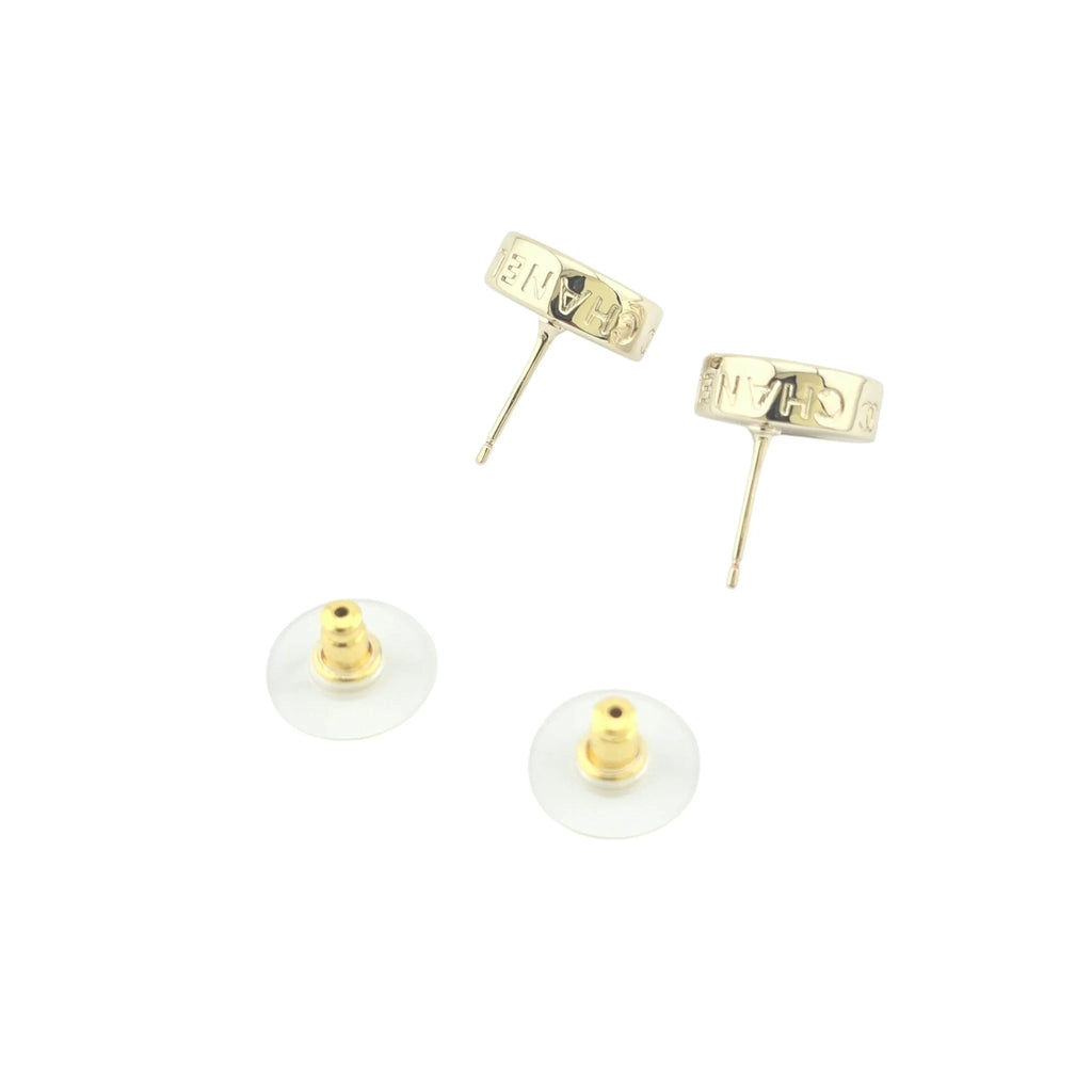 Chanel CC Stud Gold Round Earrings 2025 CHANEL