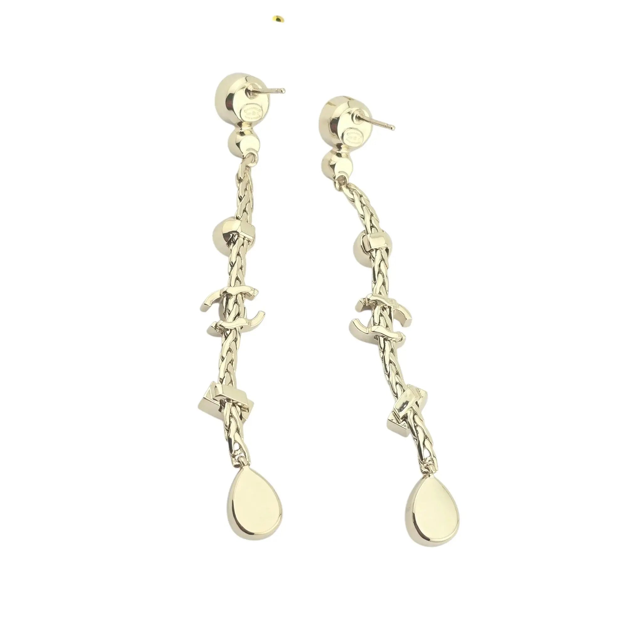 Chanel CC Drop Crystal Faux Pearls Gold Earrings 2022 CHANEL