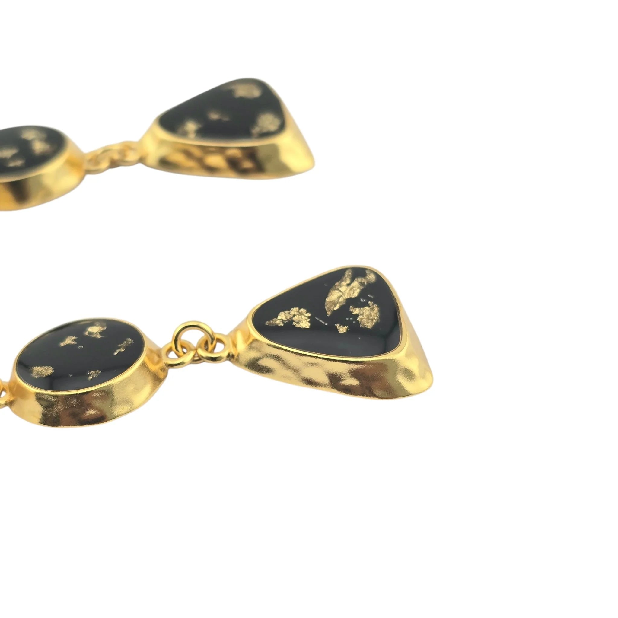 Chanel CC Resin Drop Earrings Gold Black 2023 CHANEL