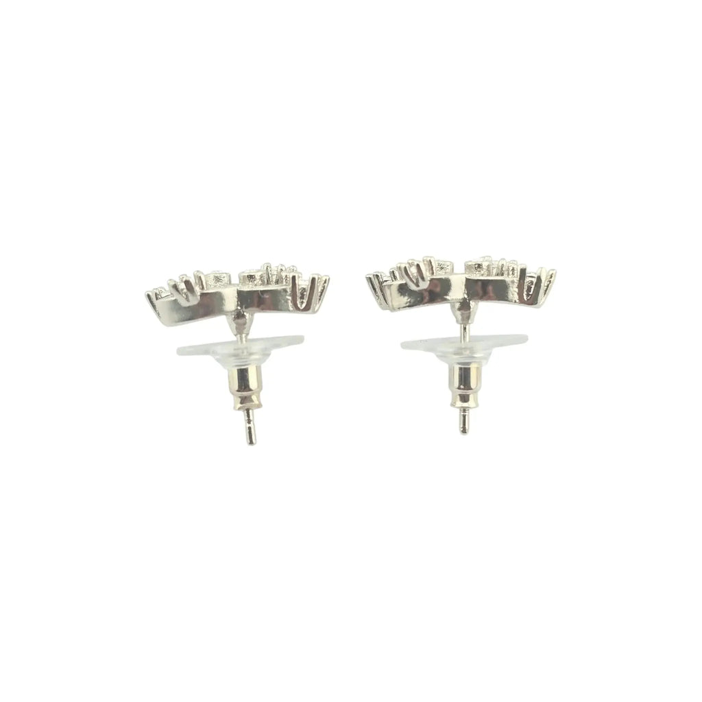 Chanel CC Silver Crystal Snowflake Earrings 2023 CHANEL