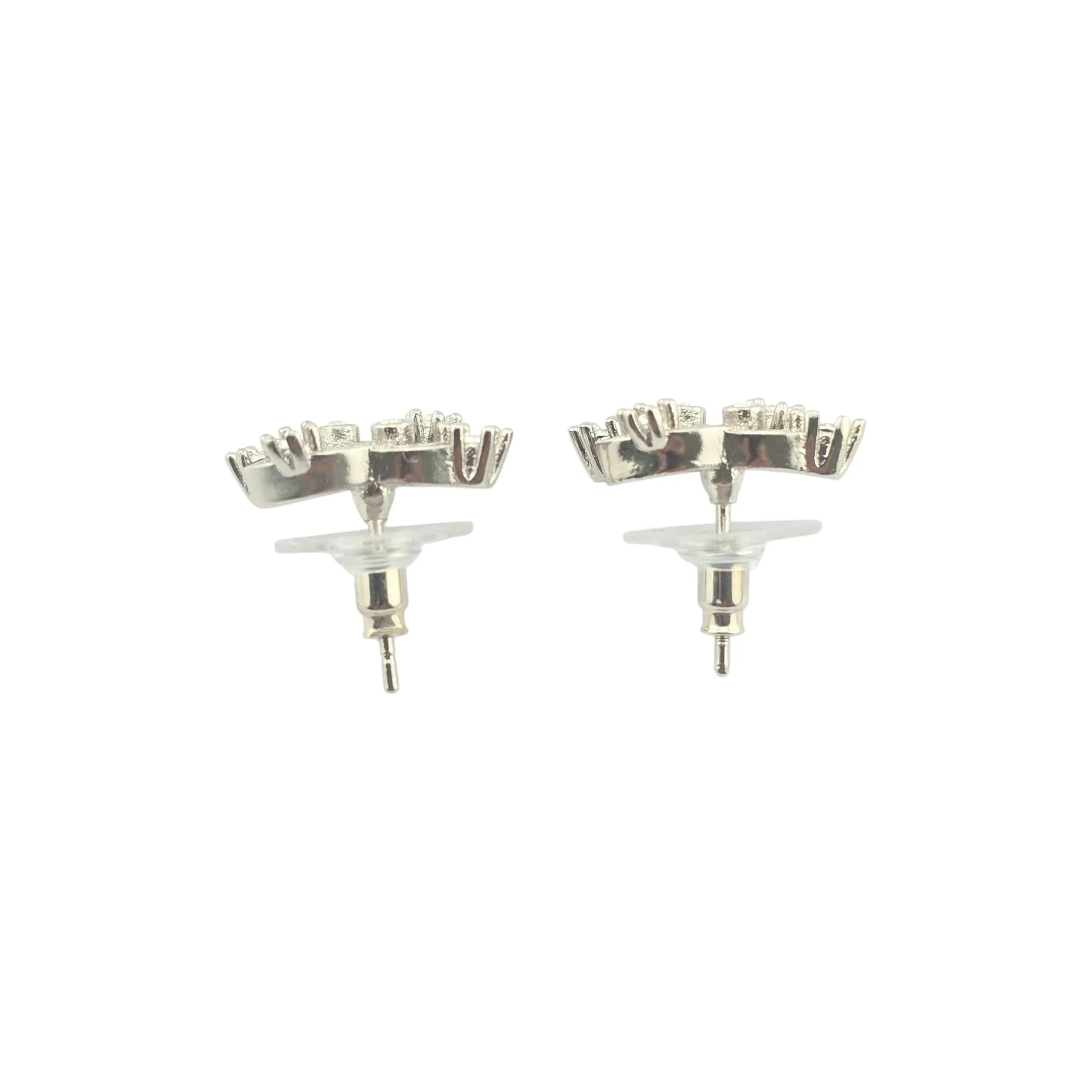 Chanel CC Silver Crystal Snowflake Earrings 2023 CHANEL