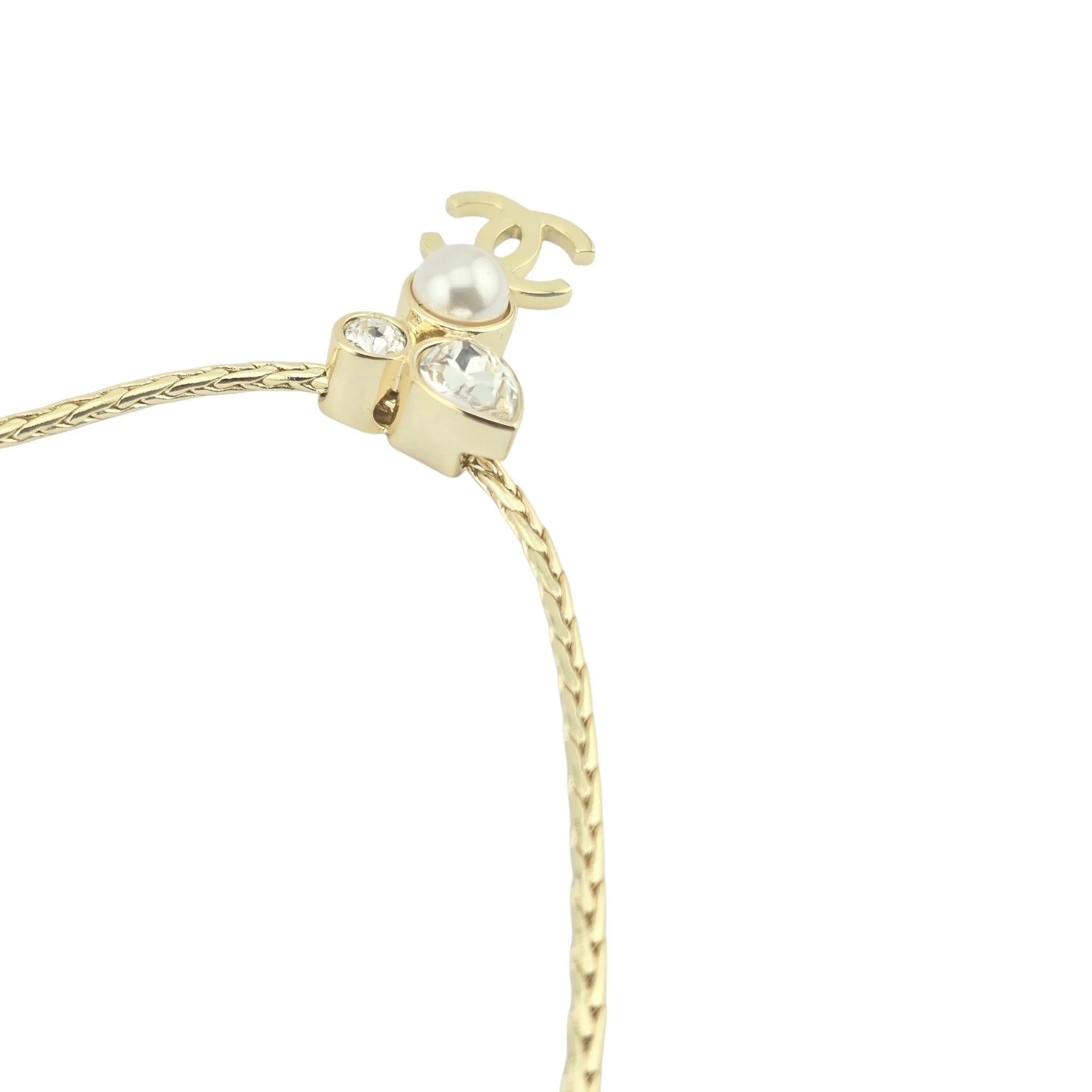 Chanel Crystal CC Teardrop Pearl Braided Necklace 2022 CHANEL