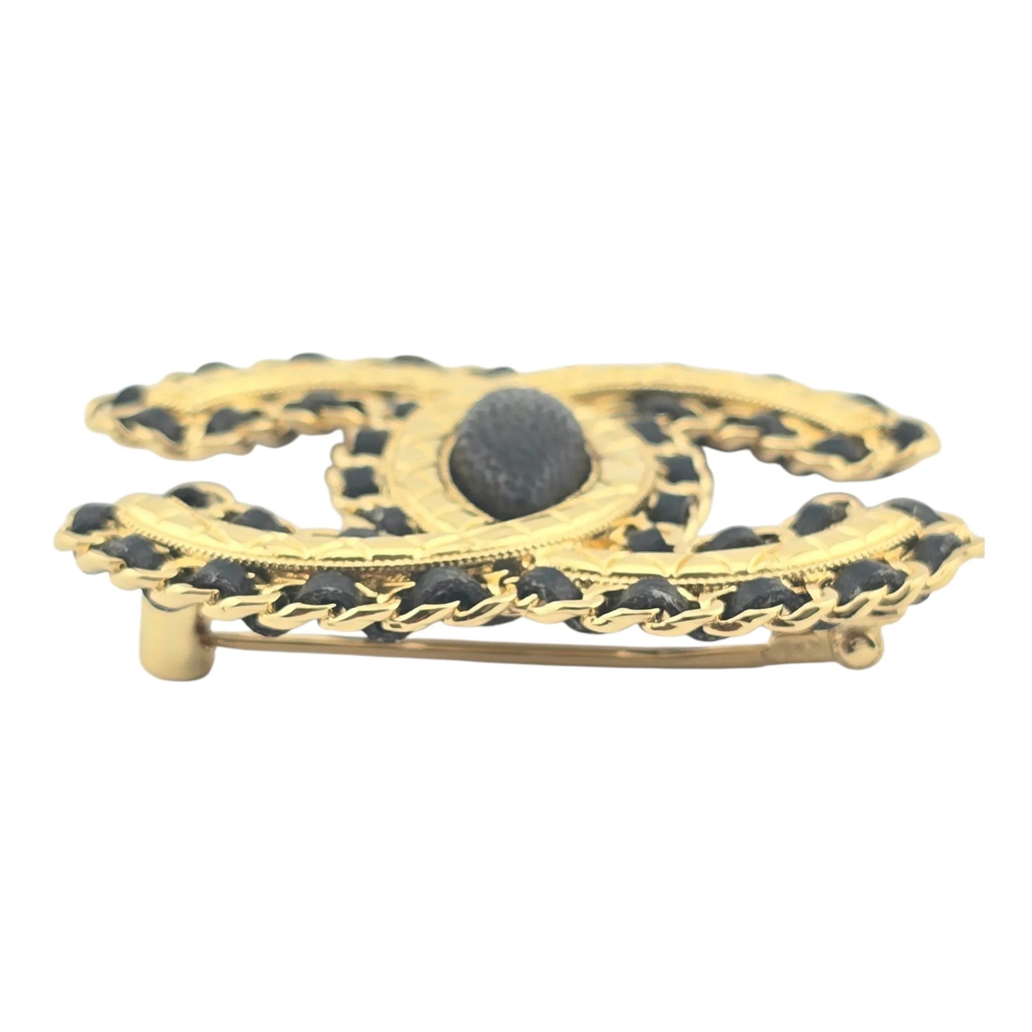 Chanel CC Gold Leather Brooch 2024 CHANEL