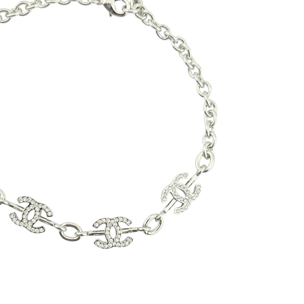 Chanel CC Silver Crystal Choker Necklace 2025 CHANEL