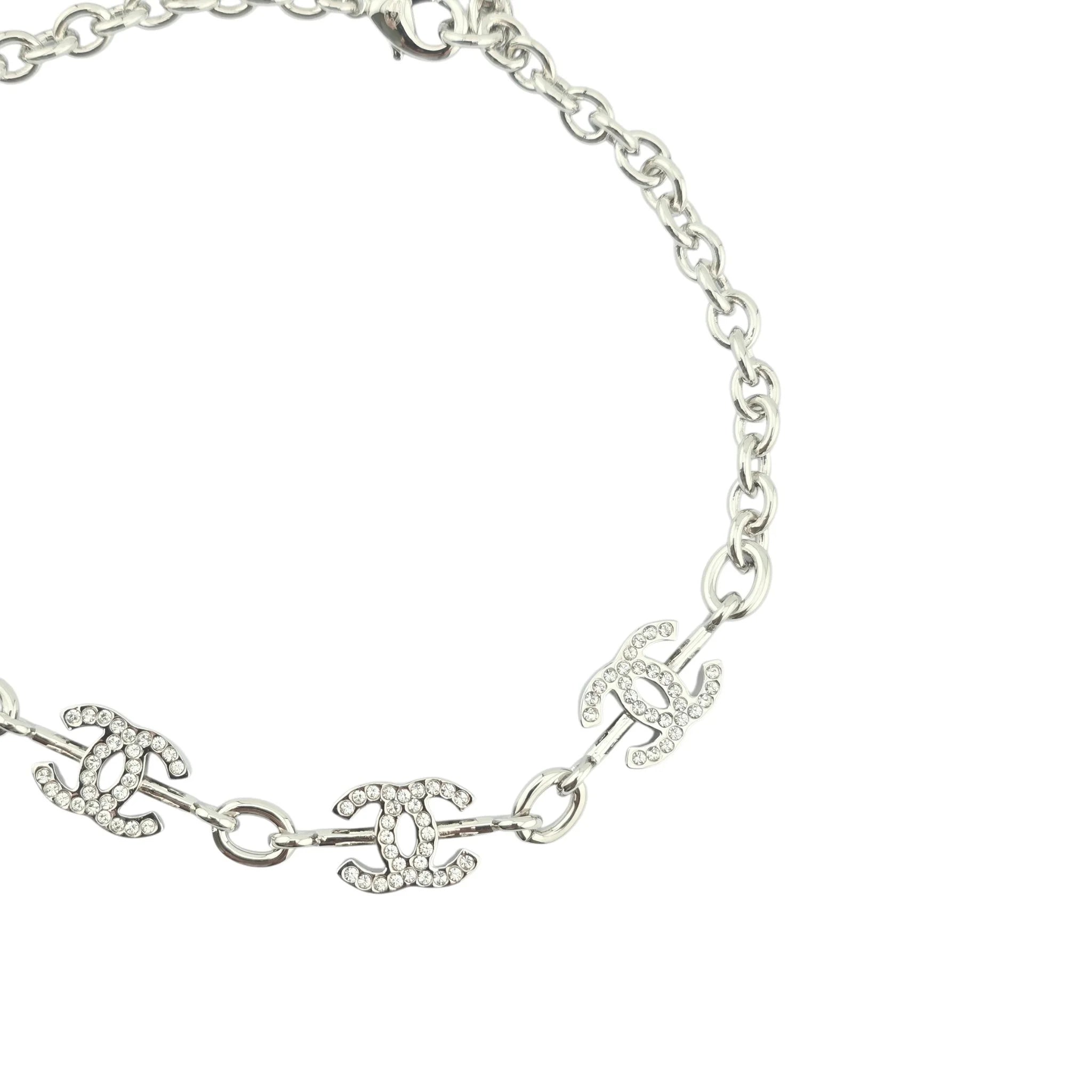 Chanel CC Silver Crystal Choker Necklace 2025 CHANEL