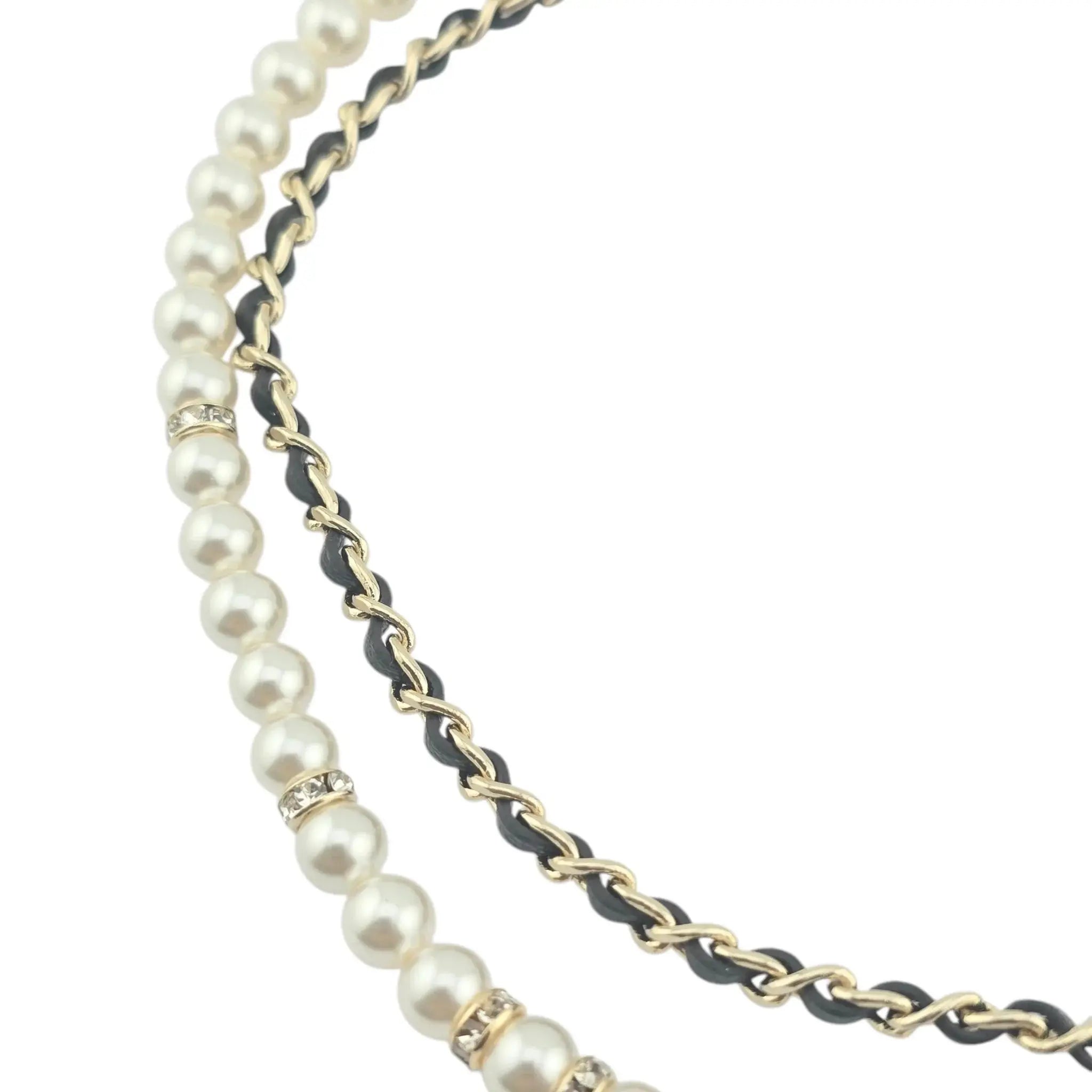 Chanel CC Faux Pearl Leather Choker Necklace 2024 CHANEL