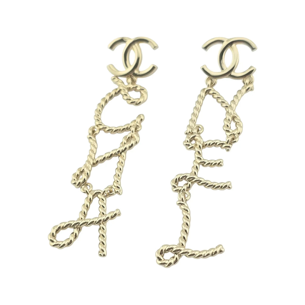 Chanel CC Logo Gold Letter Large Earrings 25C CHANEL