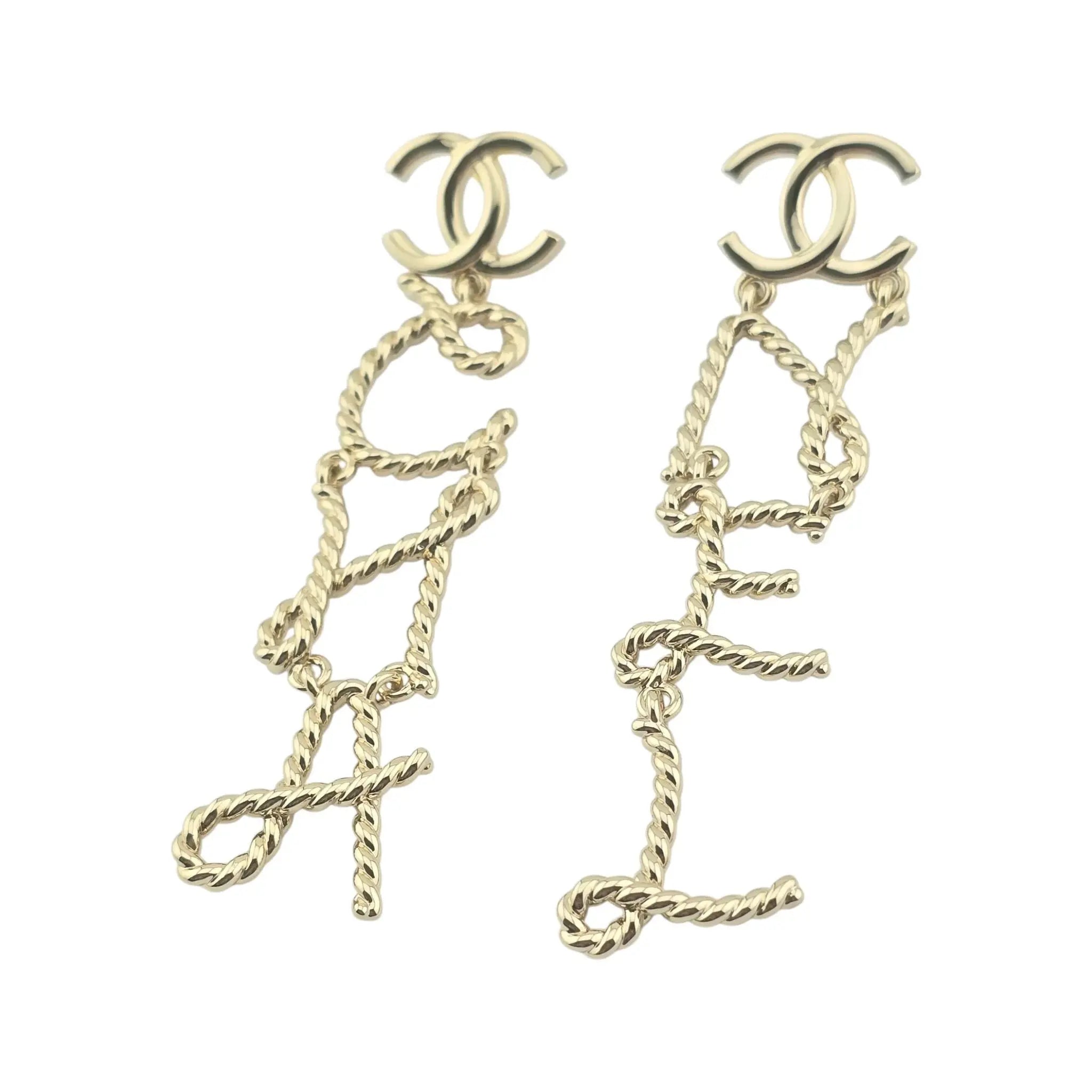 Chanel CC Logo Gold Letter Large Earrings 25C CHANEL