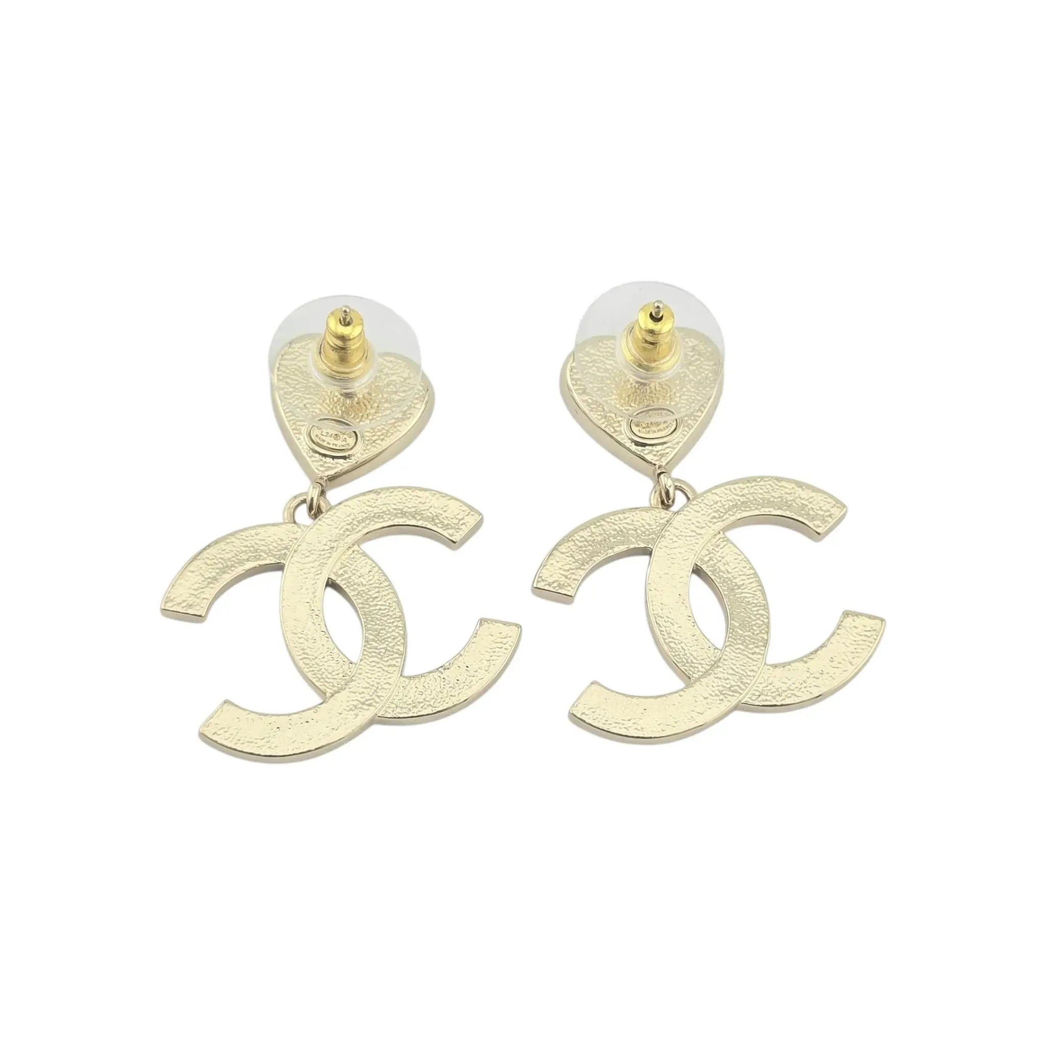 Chanel CC Pink Red Enamel Drop Earring 2024 CHANEL