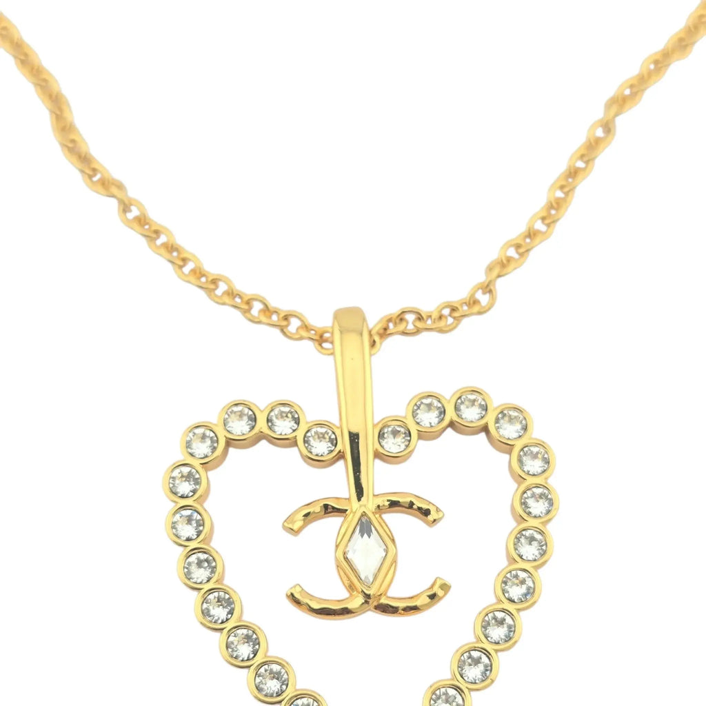 Chanel CC Heart Pendant Necklace Gold 2024 CHANEL