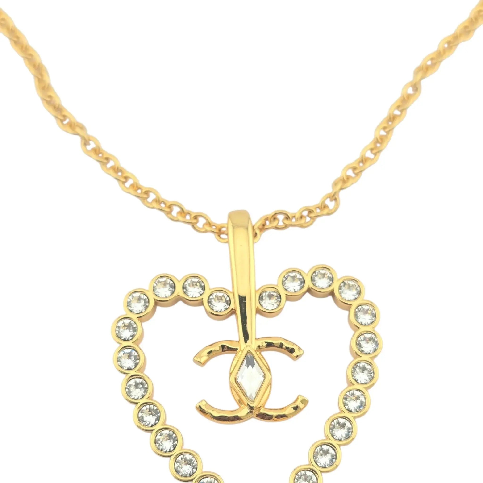 Chanel CC Heart Pendant Necklace Gold 2024 CHANEL