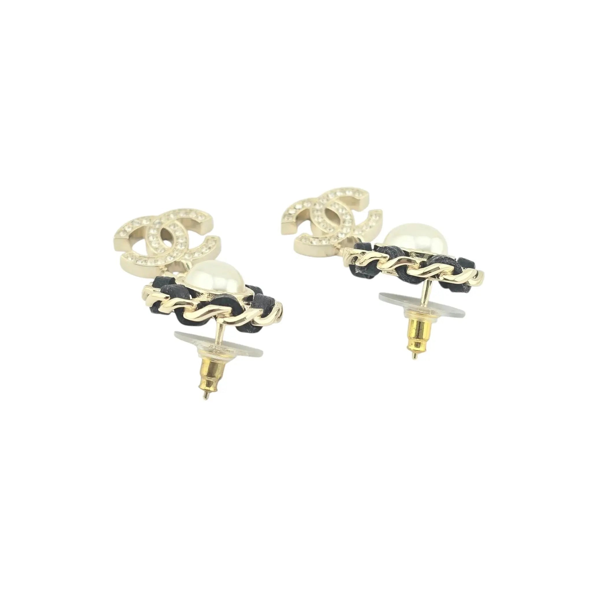 Chanel CC Faux Pearl Crystal Earrings 2021 CHANEL