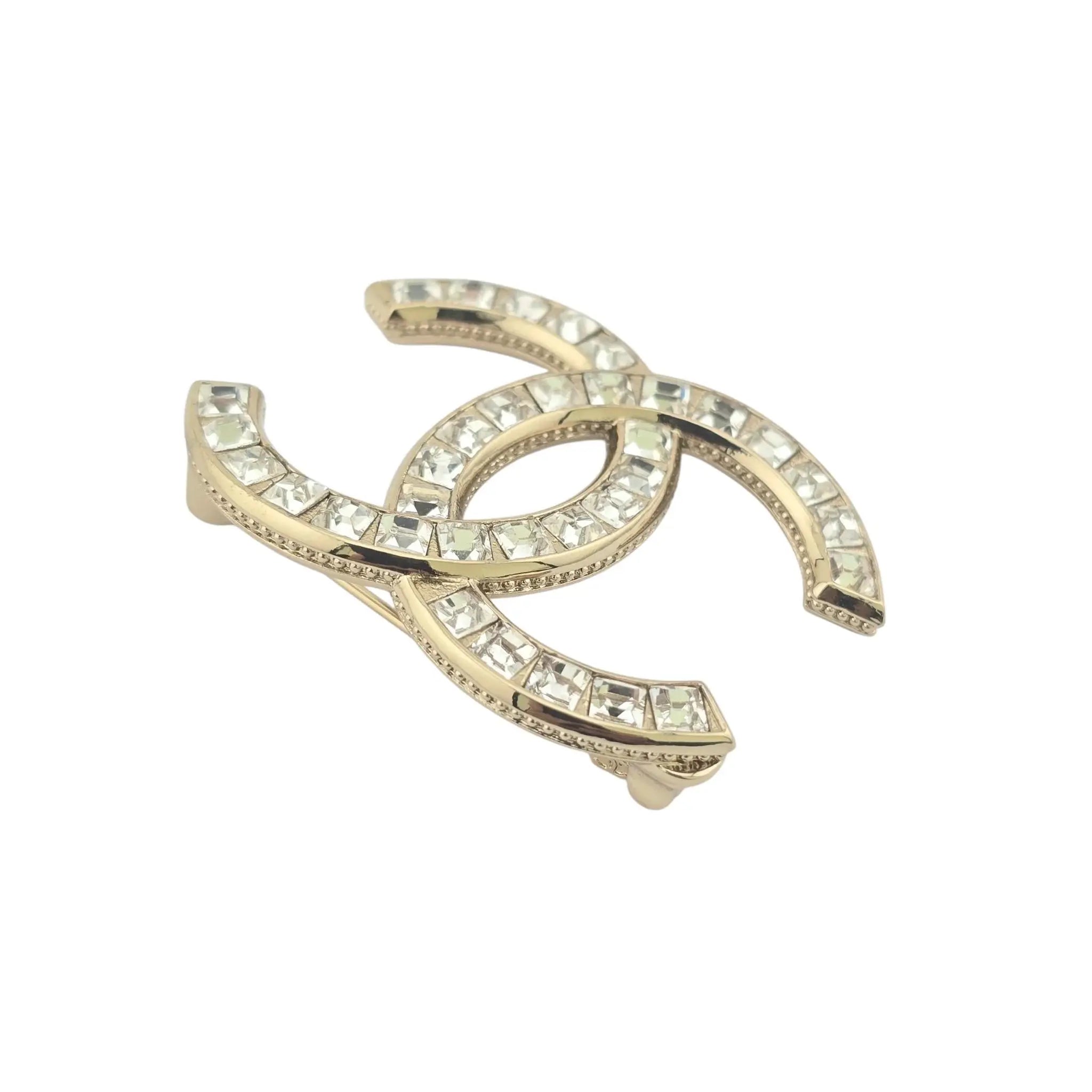 Chanel CC Gold Baguette Crystal Brooch 2021 CHANEL