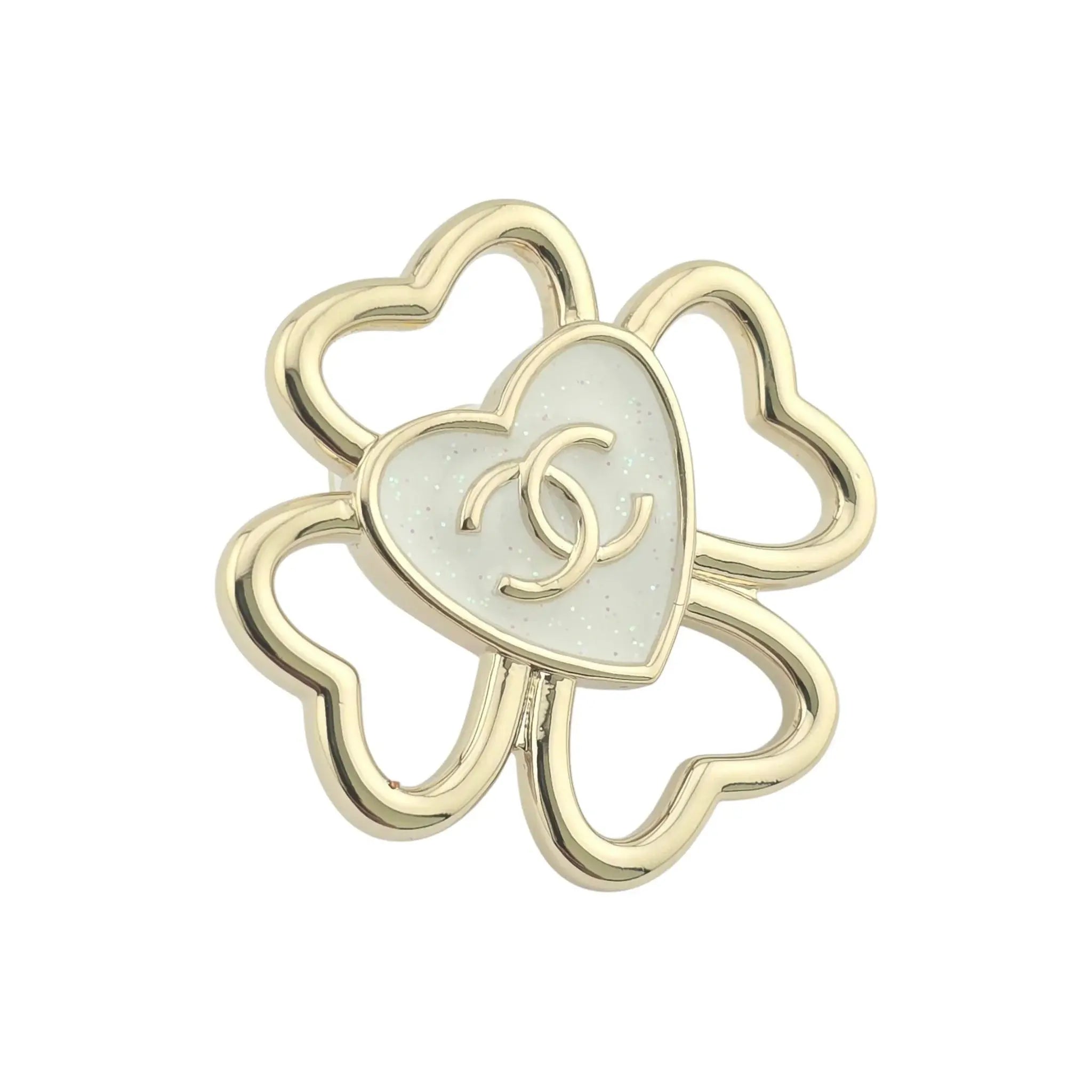 Chanel CC Heart White/Gold Earrings 2025 CHANEL