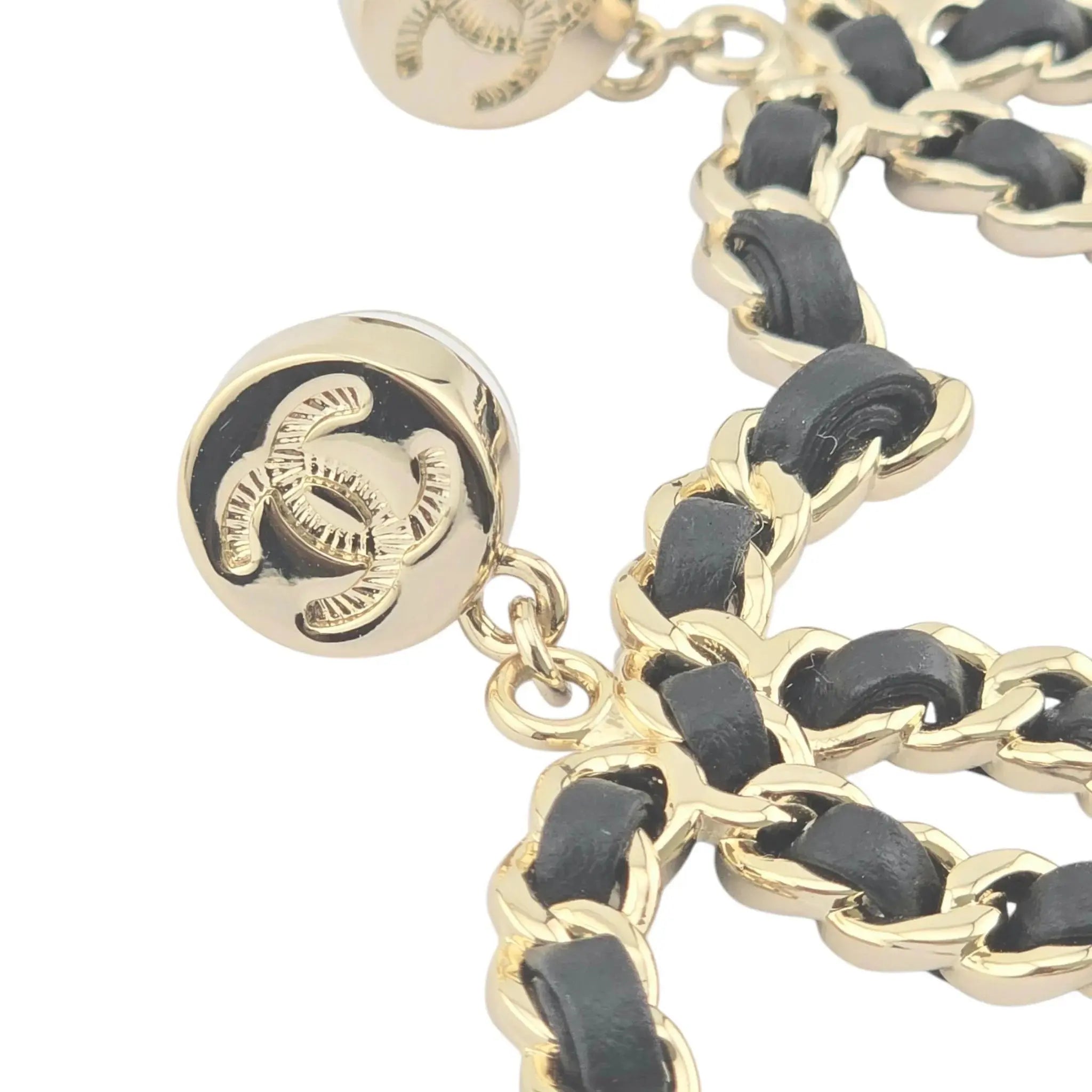 Chanel CC Gold Lambskin Chain Drop Earrings 2025 CHANEL