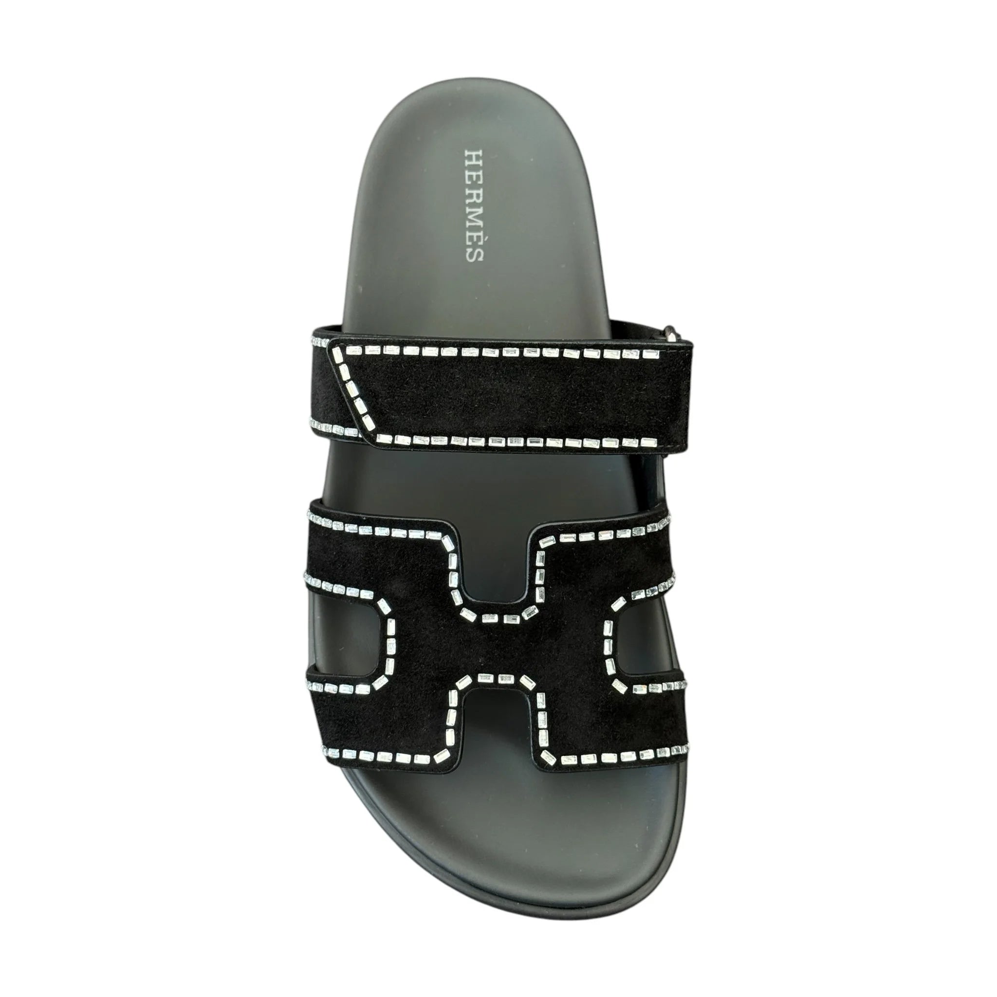 Hermes Chypre Rhinestone Suede Sandal 38 UK5 HERMES