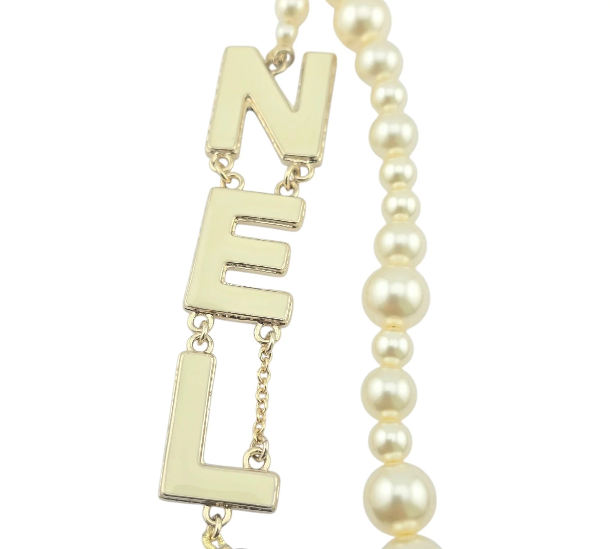 Chanel CC Metal Enamel Pearl Beaded Long Necklace Black White 2022 CHANEL