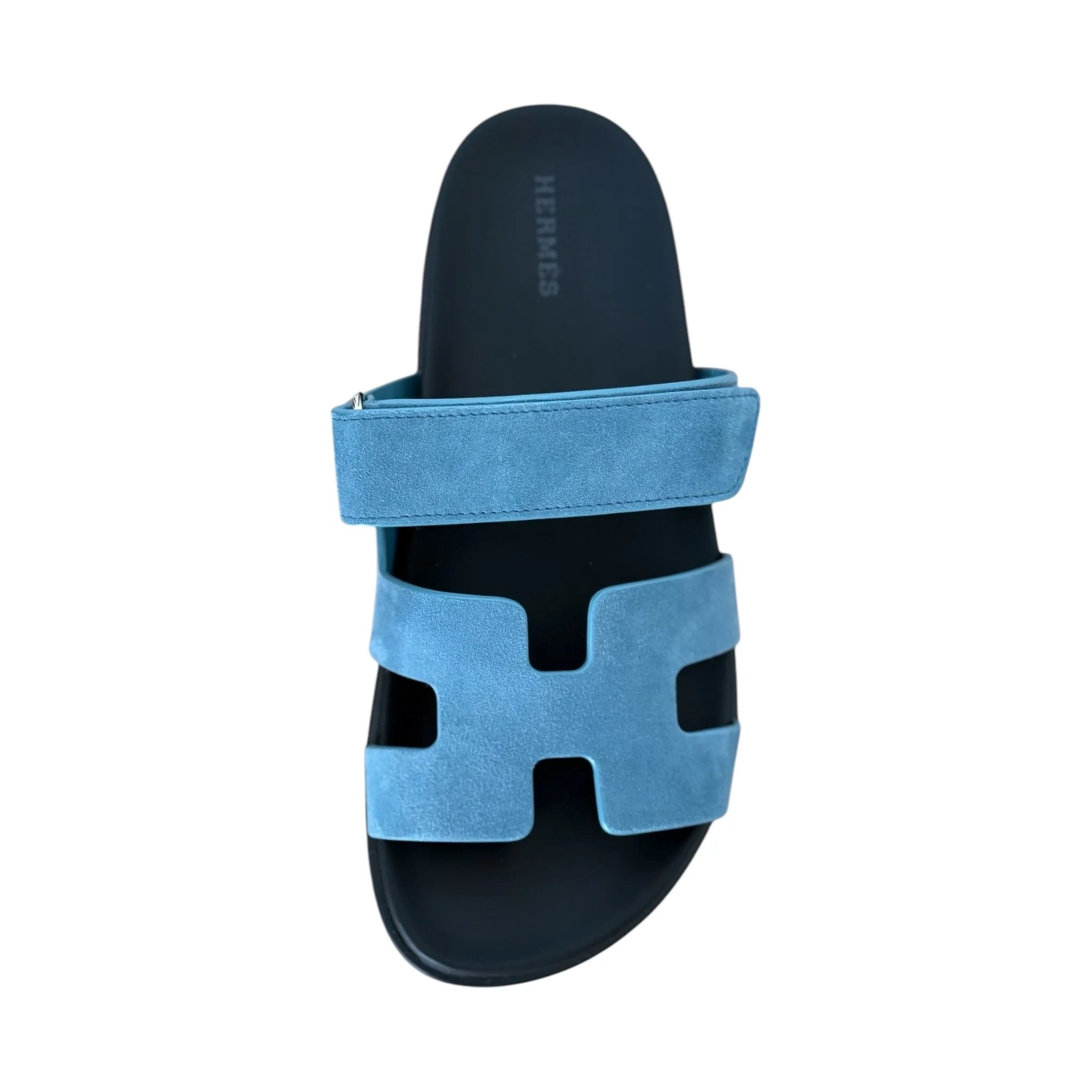 Hermes Chypre Suede Sandal Bleu Mineral 39 UK6 HERMES