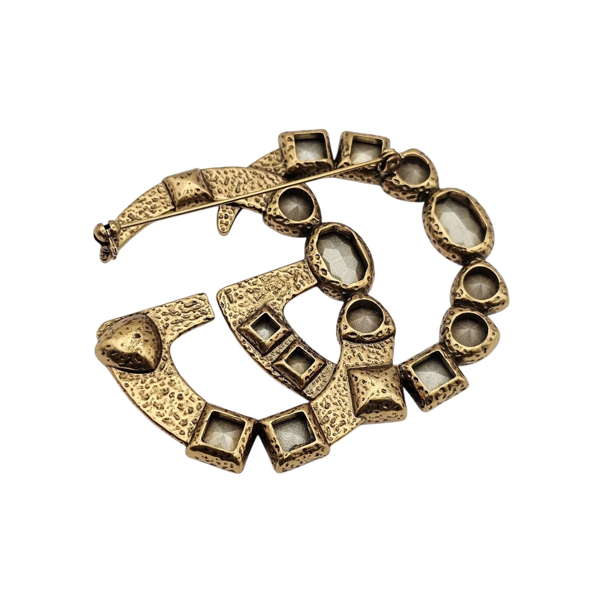 GUCCI Crystal Double G Multicolour Crystal Brooch GUCCI