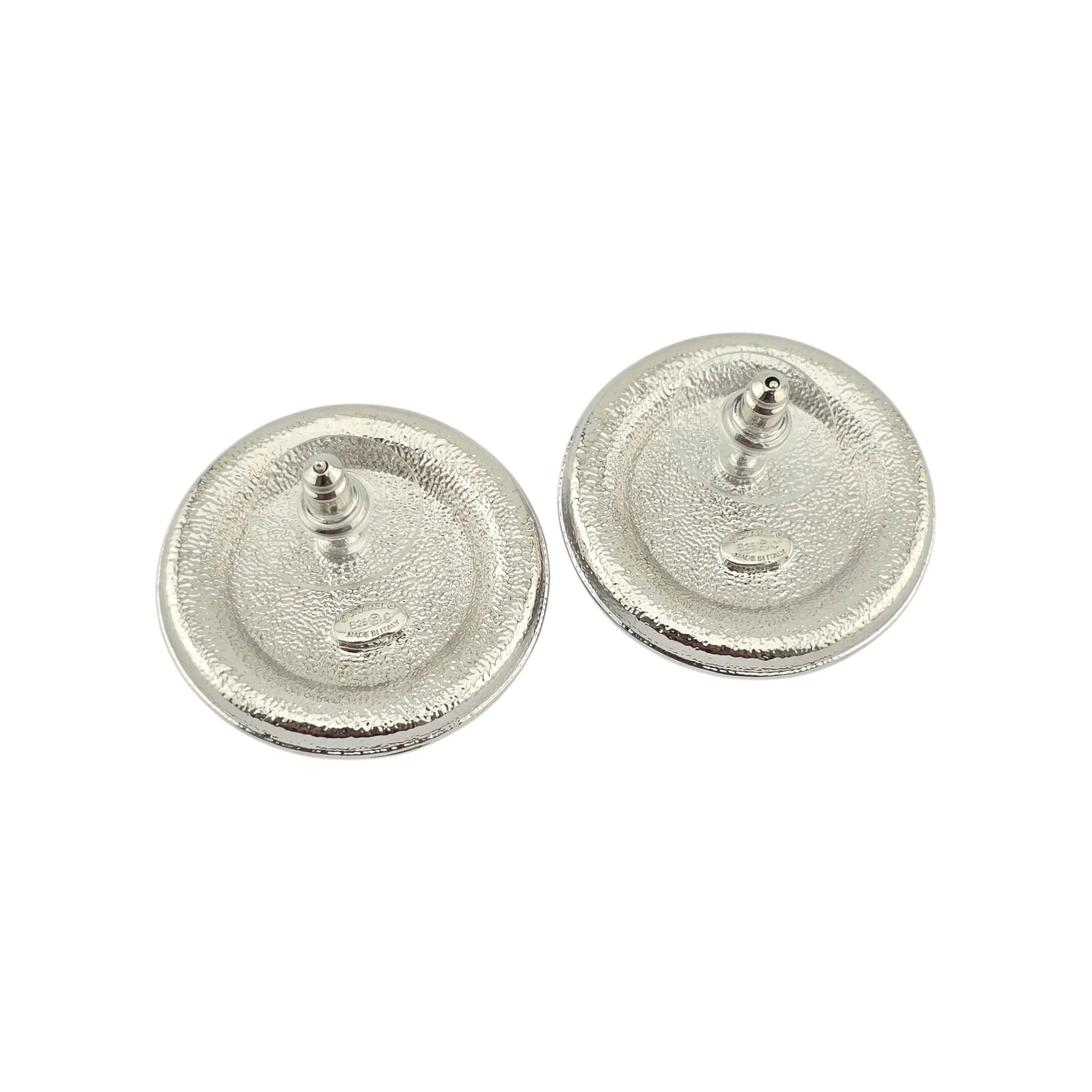 Chanel CC Round White Silver Crystal Earrings 2025 CHANEL